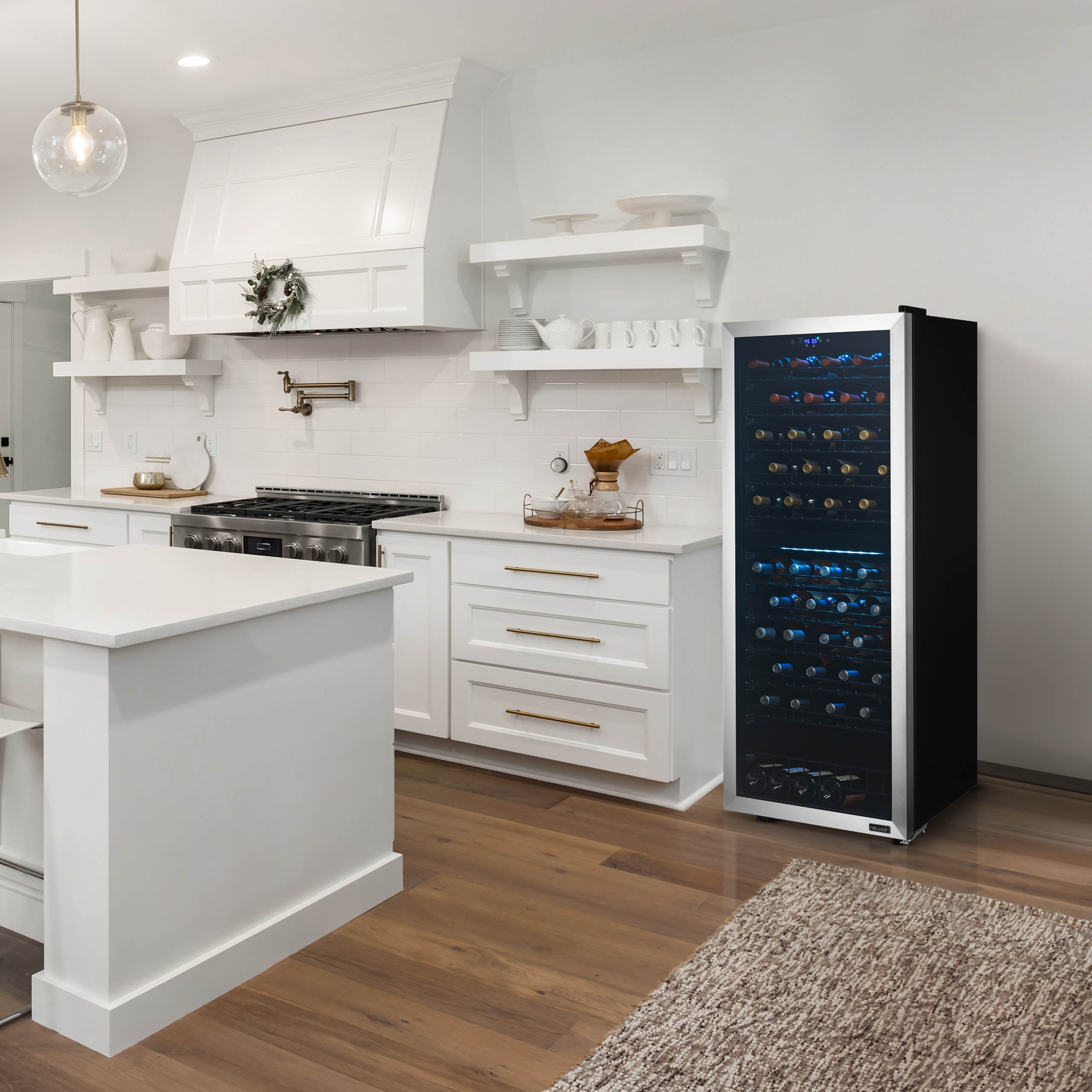 Newair® 98 Bottle 23 Inch Stainless Steel Freestanding Dual Zone Wine Cooler Refrigerator - Perfect for Home Bars, Restaurants, and Wine Cellars