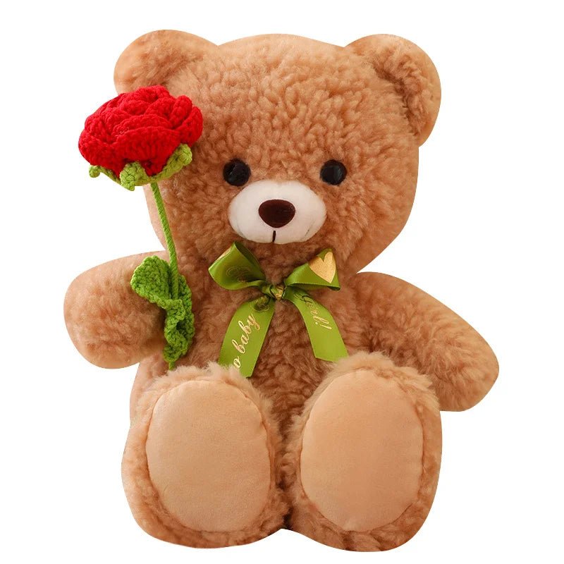40cm Kawaii Rose Teddy Bear Stuffed Animal - Cute Valentine's Day Gift for Girlfriend, Couples & Kids (Perfect for Anniversaries, Birthdays & Romantic Surprises)