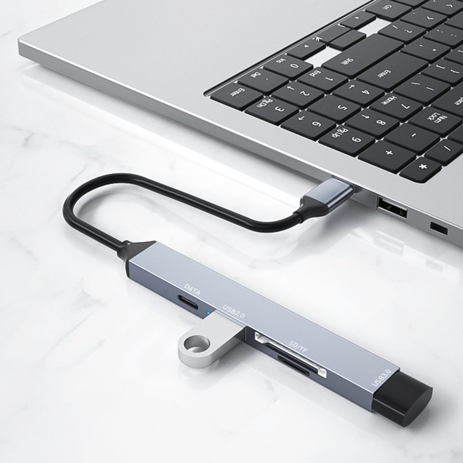 5-in-1 USB C Hub Adapter with USB 3.0/SD/TF for Laptop & MacBook - Travel & Office Use