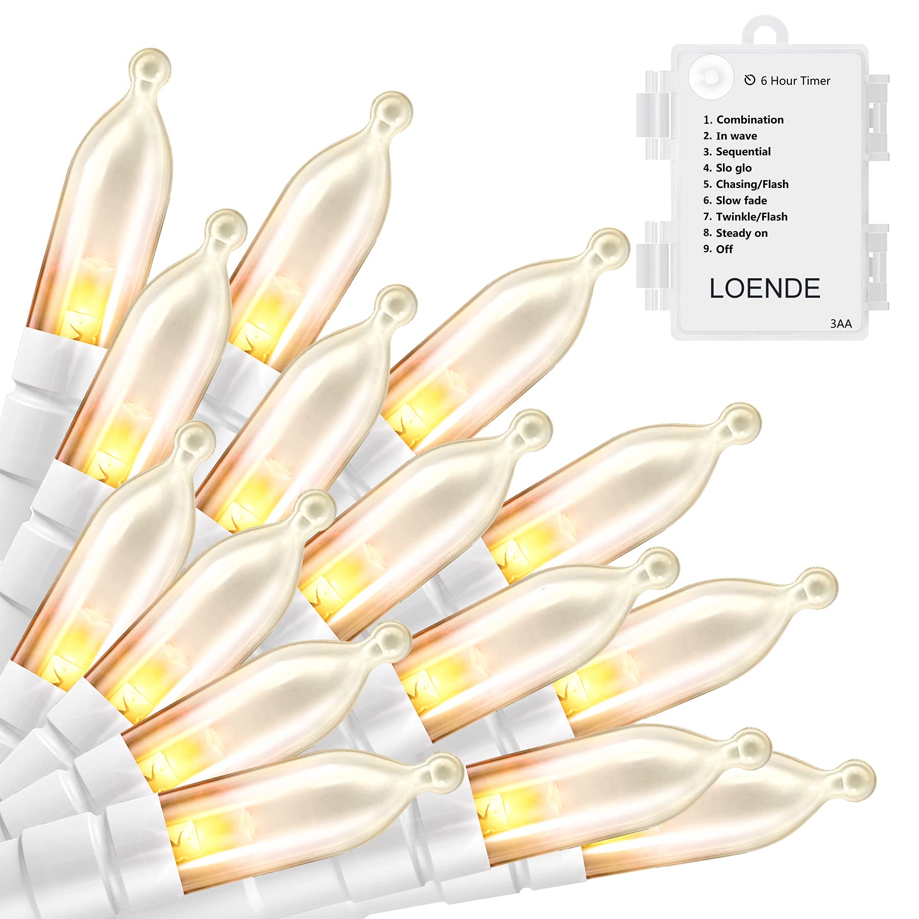 50 LED Mini String Lights with Timer - 18ft Battery Operated Christmas Lights, 8 Modes, Warm White, Waterproof for Indoor & Outdoor Use - Perfect for Wreaths, Weddings, Parties, Garden & Home Decor