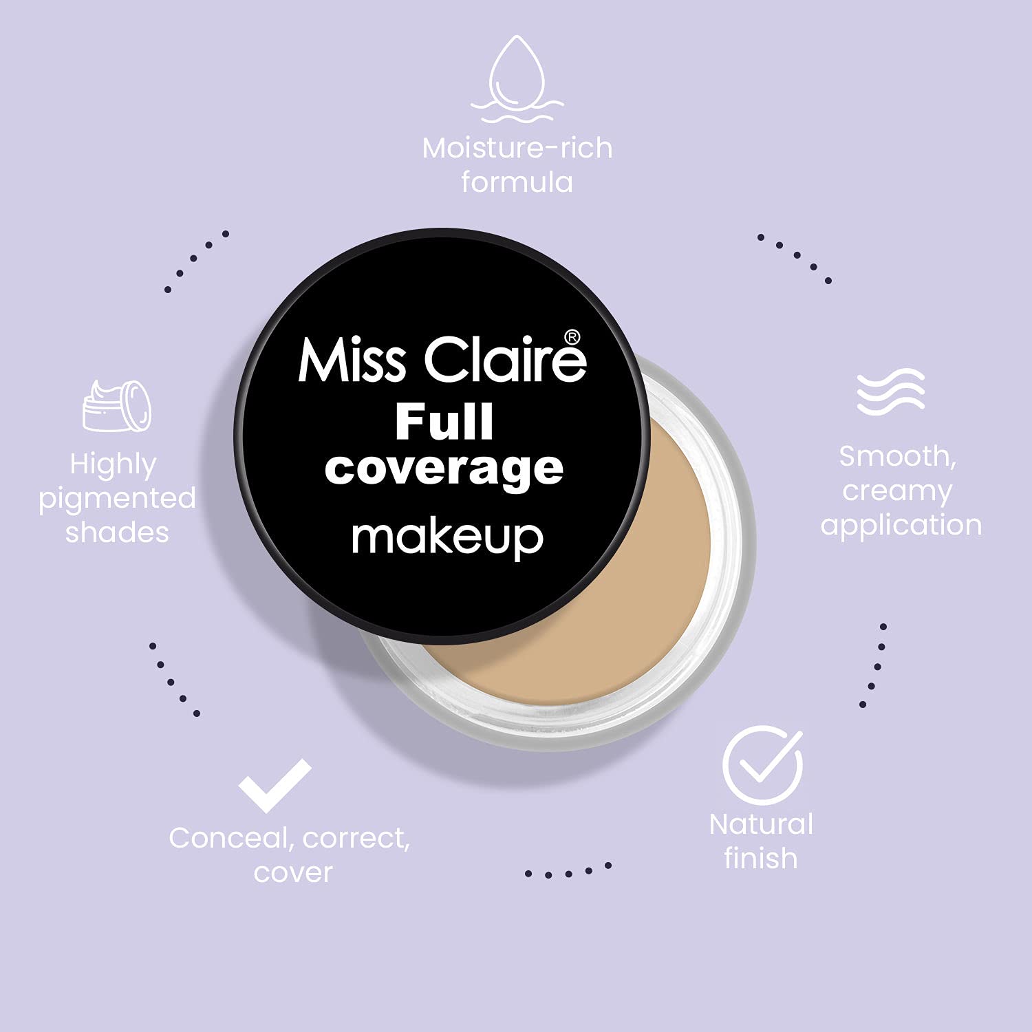 Miss Claire Full Coverage Makeup Cream Concealer - Matte Finish (12 FS303, 6g) for Dark Circles, Blemishes & Acne | Perfect for Daily Makeup & Photo Shoots