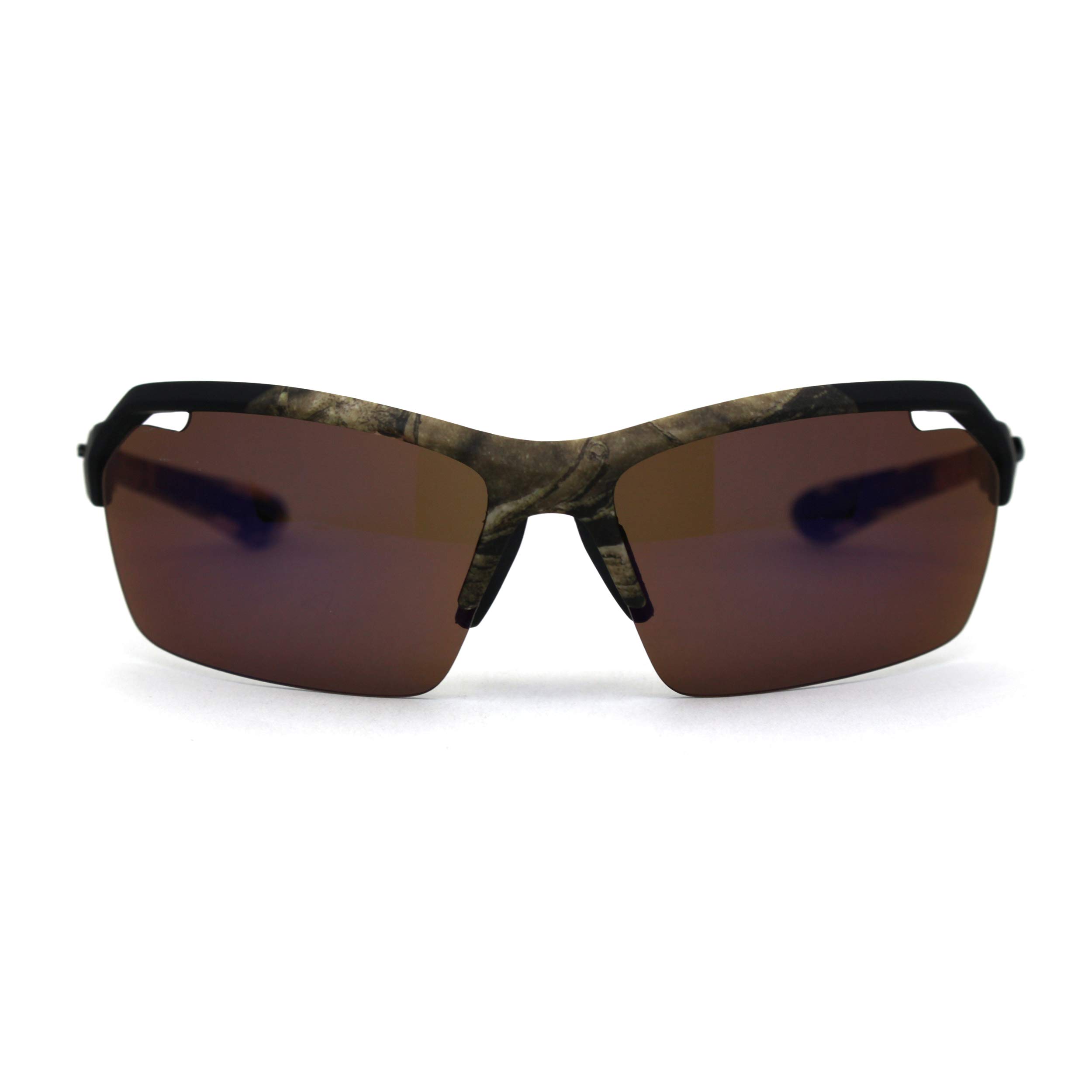 Men's Xloop Hunters Foliage Camo Half Rim Plastic Sunglasses - Lightweight Polarized UV Protection for Outdoor Activities, Hunting, Fishing & Driving