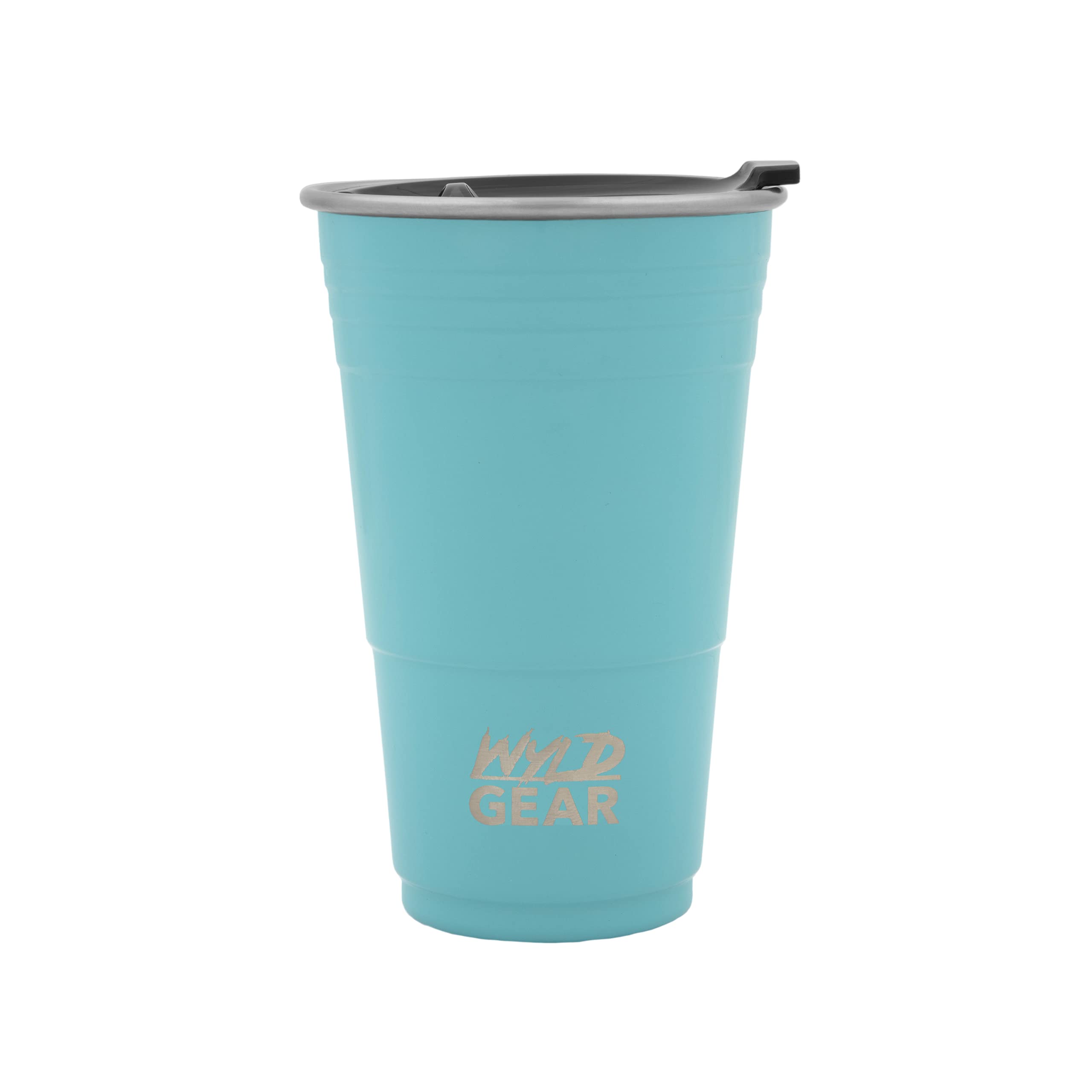 Wyld Gear 24 oz Insulated Stainless Steel Tumbler with Lid & Straw - Teal Blue Party Cup for Beer, Cocktails & Iced Drinks - Perfect for BBQs, Tailgating & Outdoor Events