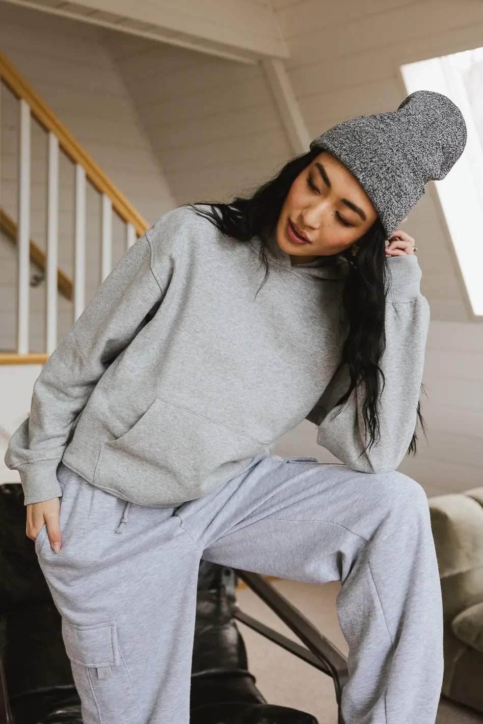 Anahi Grey Hoodie for Women - Cozy Fleece Pullover for Casual Wear, Outdoor Activities & Lounge