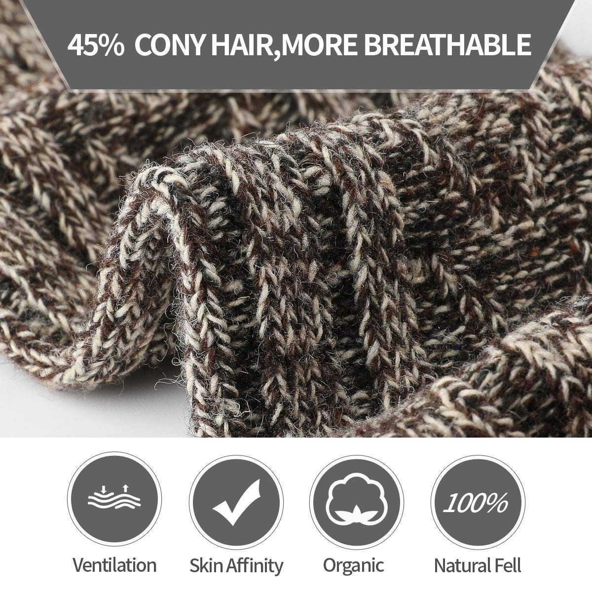 ElifeAcc 5 Pairs of Men's Thick & Warm Wool Socks for Winter - Thermal Hiking, Skiing & Outdoor Activities Socks for Cold Weather