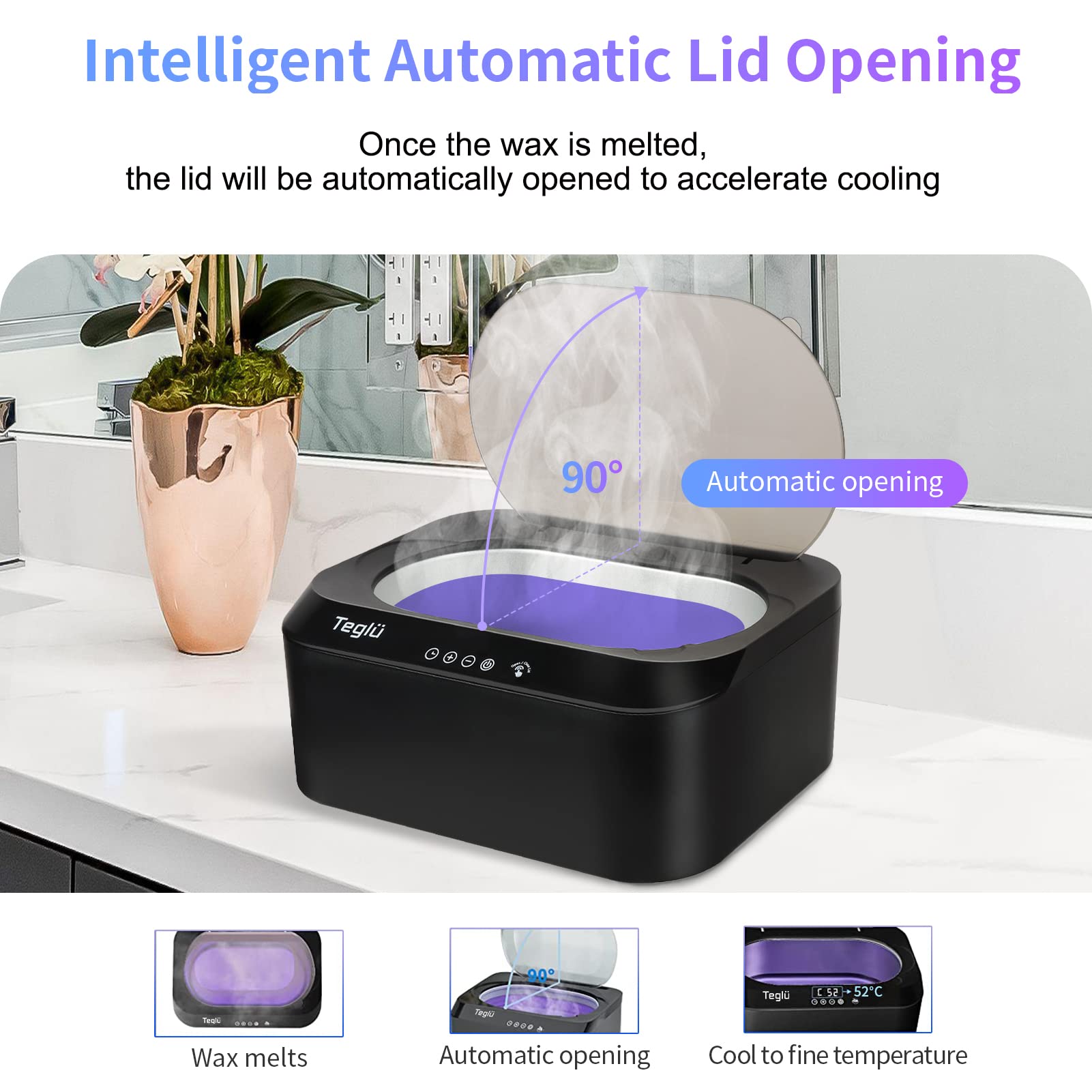 Teglu 4L Paraffin Wax Bath Machine for Hands & Feet with Auto Lid - Includes 3pcs Wax, Gloves & Brush - 200W Home & Salon Spa Therapy (FHC-2222) - Perfect for Pain Relief, Moisturizing & Relaxation