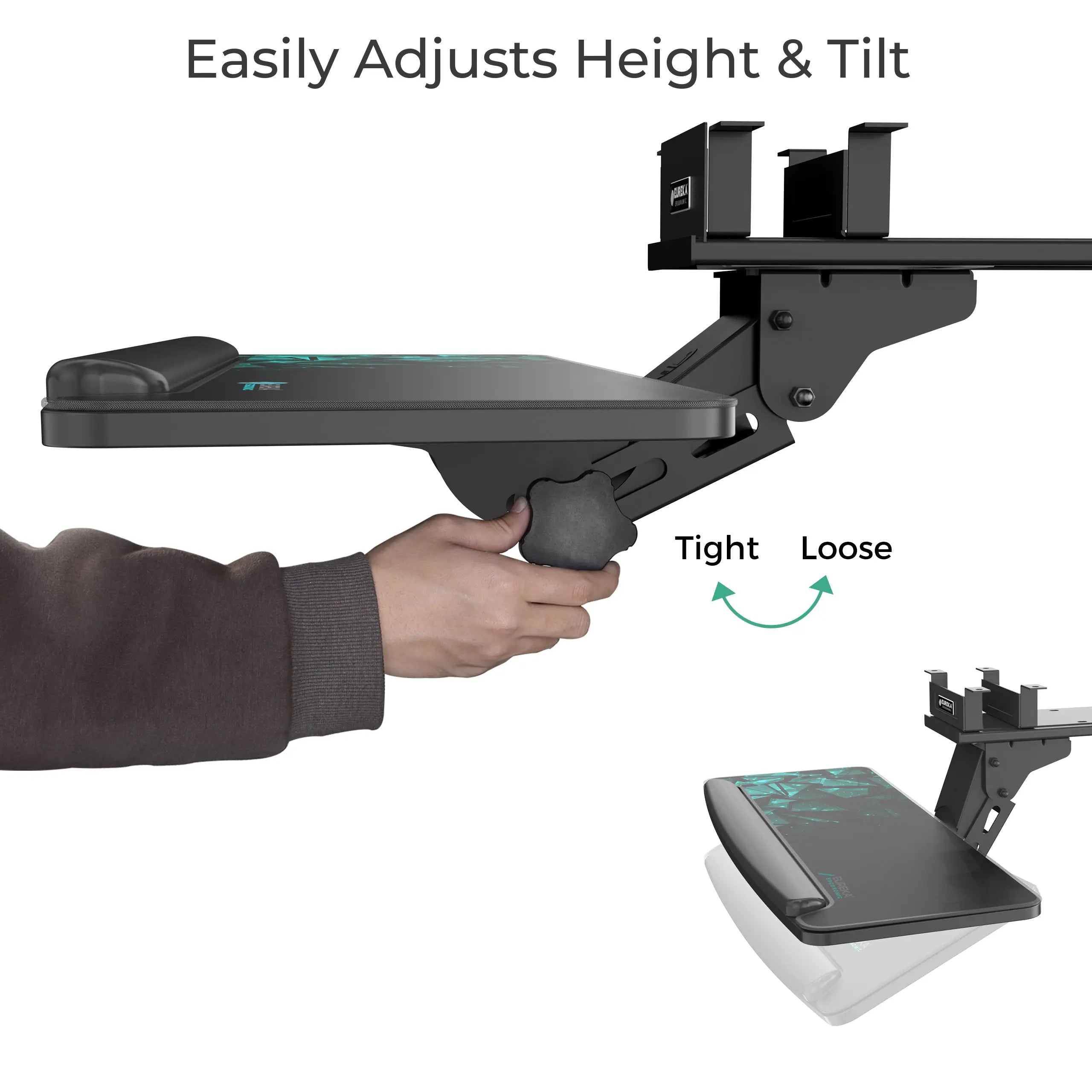 Ergonomic Adjustable Keyboard Tray - Slide-Out Under Desk Mount for Comfortable Typing - Perfect for Home Office, Gaming Setup & Workspace Ergonomics