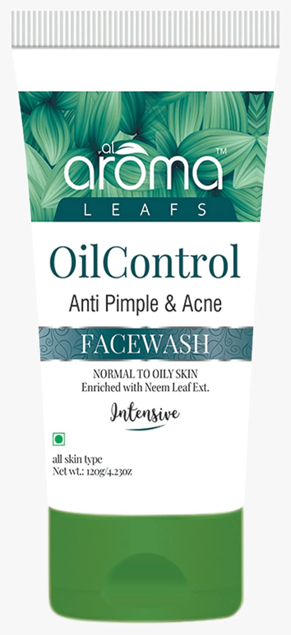 Neem & Aroma Leafs Oil Control Face Wash for Oily Skin - Anti Pimple & Acne Treatment (120g) | Gentle Cleanser for Daily Skincare Routine & Breakout Prevention