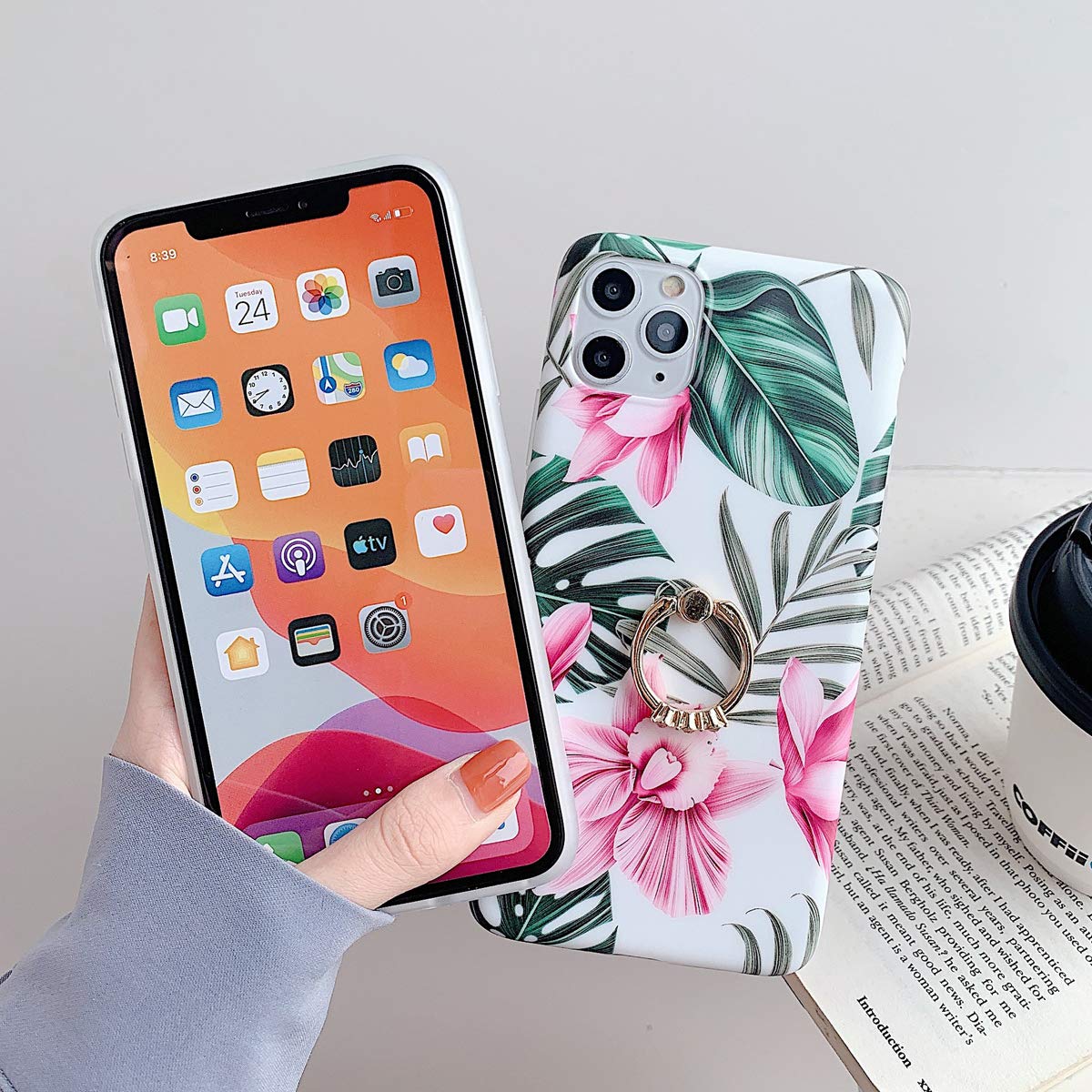 Qokey iPhone 11 Pro Max Case with 360° Rotating Ring Kickstand - Shockproof Soft TPU Cover for Men & Women (6.5