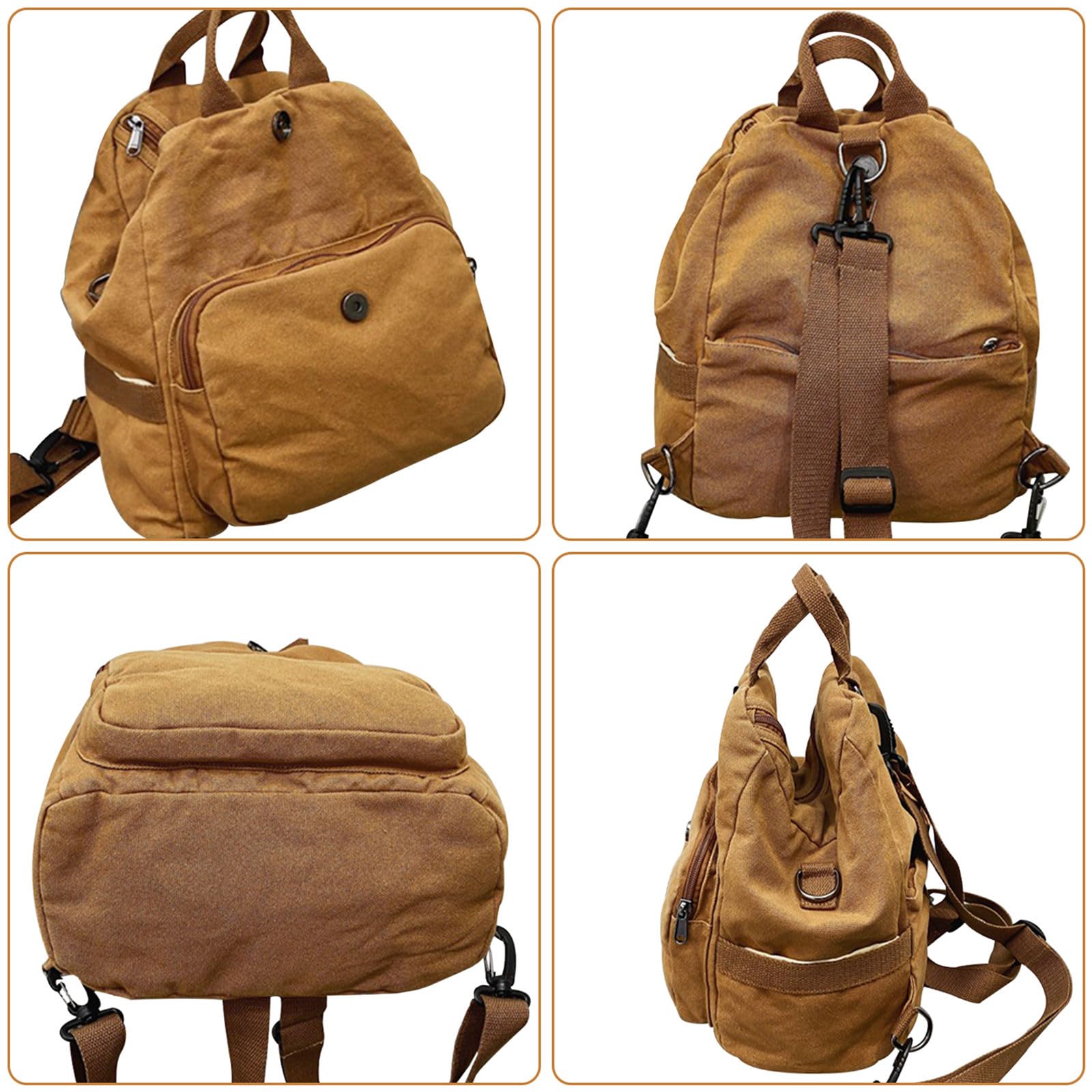 Stylish Small Canvas Backpack for Women & Men - Cute Casual Daypack, Fashion Satchel Purse for Daily Use, Work, School & Travel (Brown) | Perfect for Commuting, Shopping & Outdoor Activities