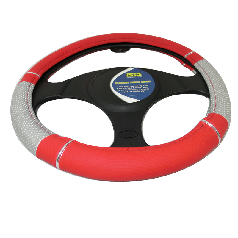 15 Inch Red Steering Wheel Cover - Non-Slip Grip & Comfortable Driving - Perfect for Cars, Trucks & SUVs