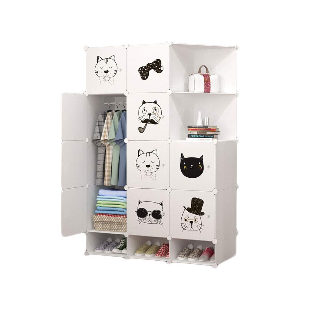 Portable Wardrobe Closet with White Doors - 7 Storage Cubes & Hanging Section for Bedroom, Clothes Organizer, Armoire (White, Size B) - Perfect for Small Spaces, Dorm Rooms & Apartment Storage Solutions
