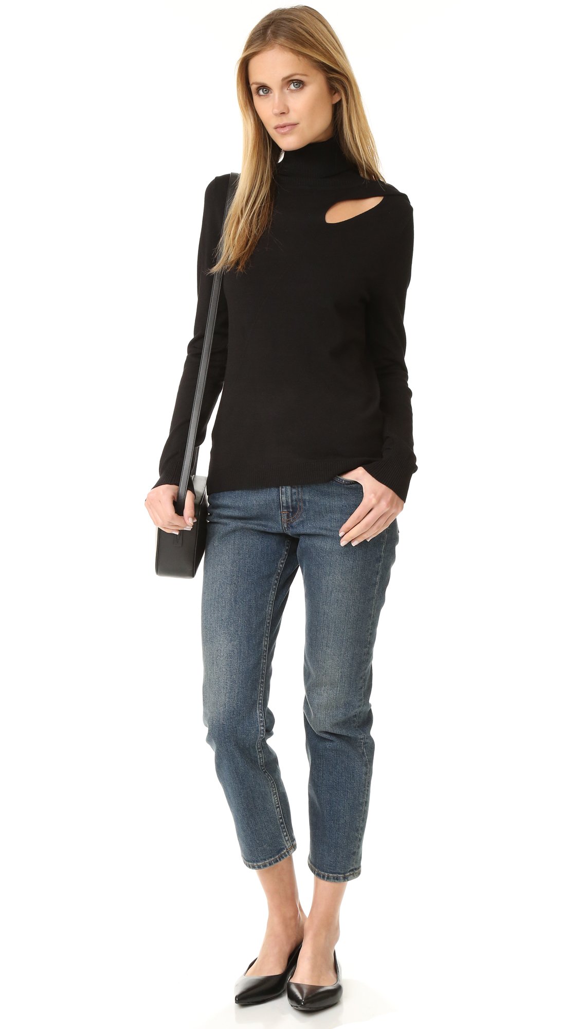 525 America Women's Cut Out Fine GG Turtle Neck Sweater - Soft Knit Pullover for Fall & Winter - Perfect for Office, Date Night and Casual Outfits
