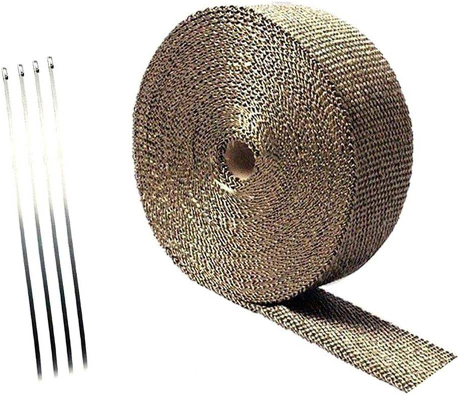 10M High-Temperature Heat Wrap for Exhaust Manifold - 4 Heavy-Duty Cable Ties Included - Automotive Exhaust Thermal Protection - Perfect for Car, Motorcycle & Truck Performance Upgrades