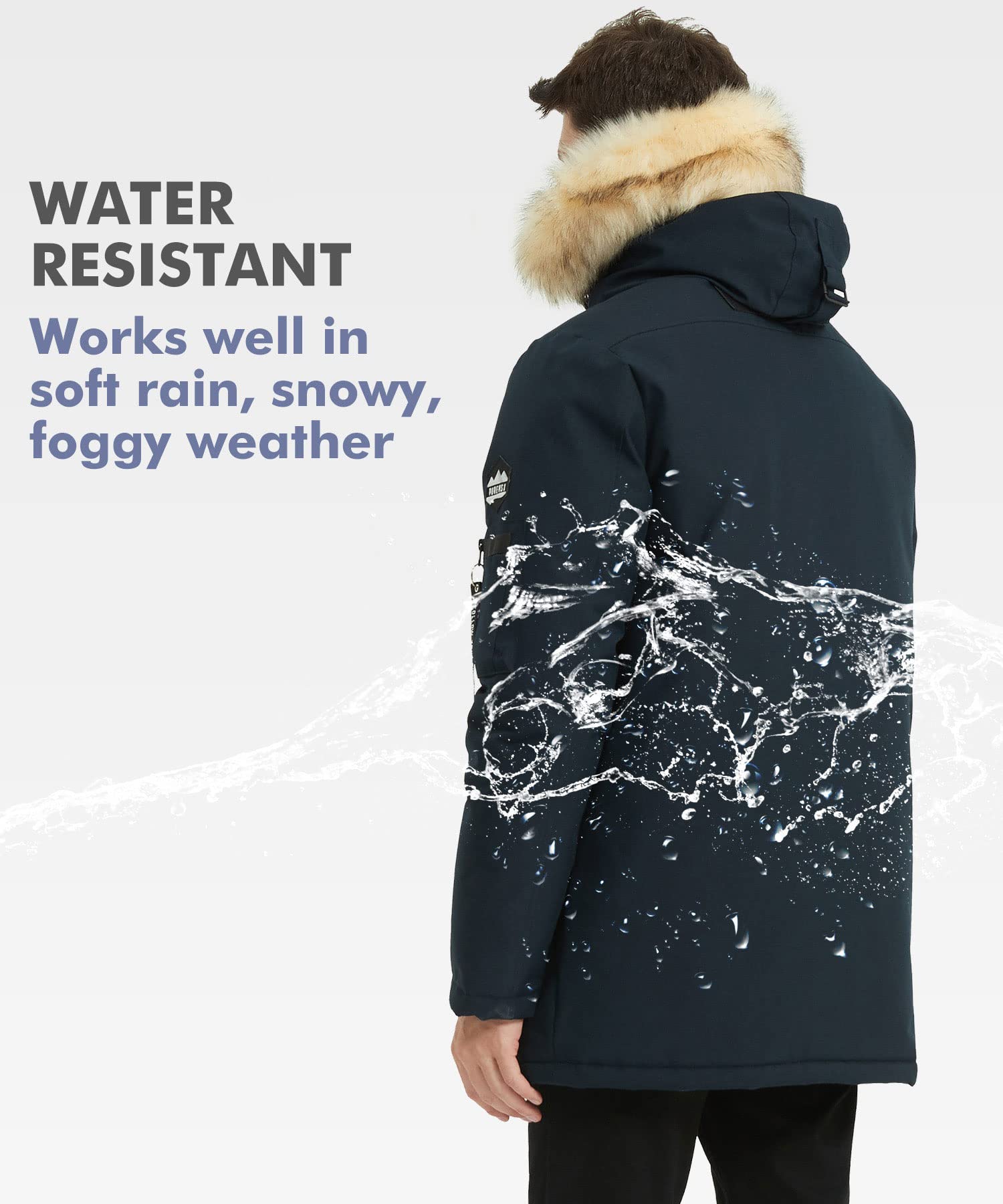 **PUREMSX Men's Winter Jacket - Insulated Thick Warm Puffer Coat with Fur Hood for Cold Weather - Perfect for Skiing, Snowboarding & Outdoor Activities**