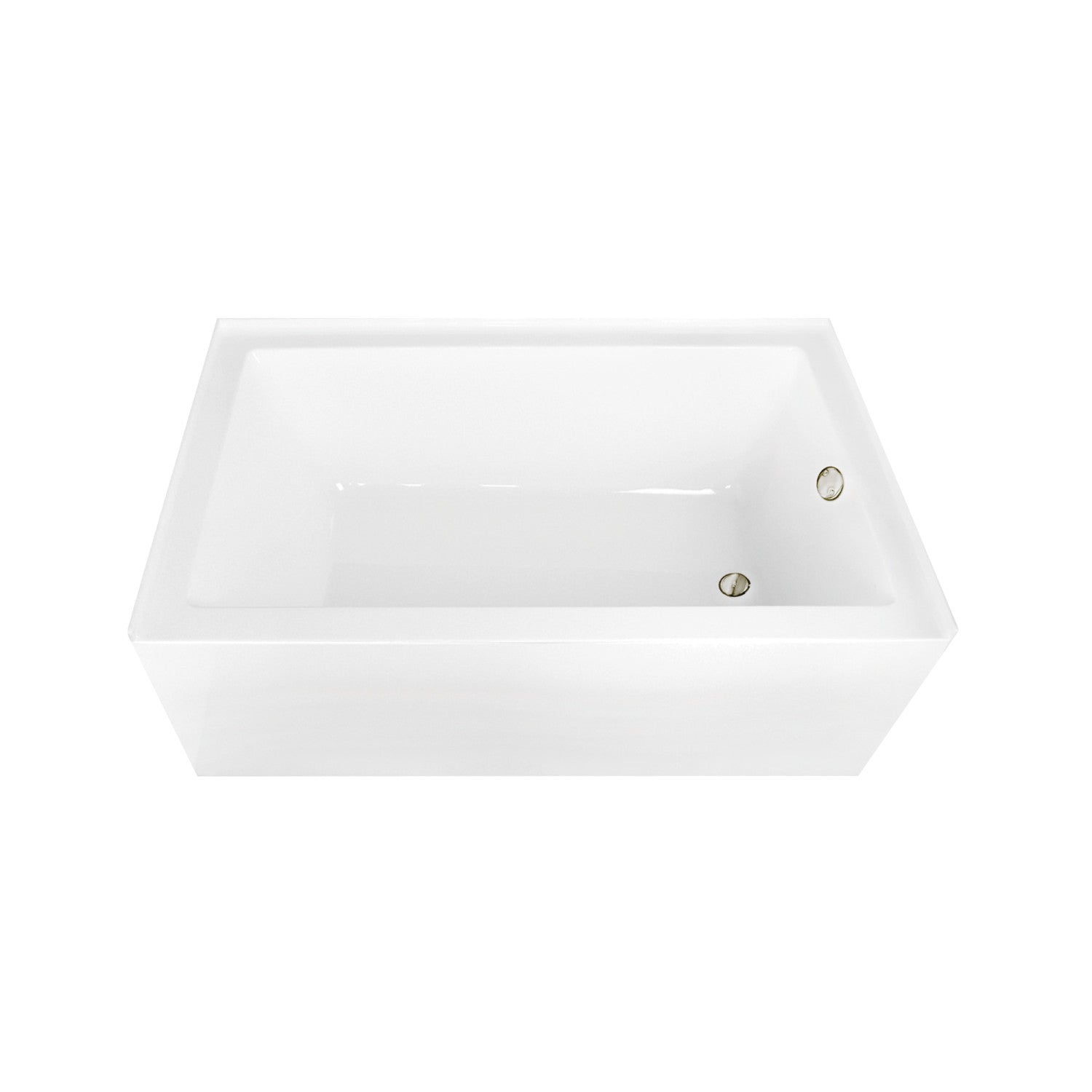 Aqua Eden 60 Inch Acrylic Rectangular 3 Wall Alcove Bathtub - Right Hand Drain, Glossy White with Polished Nickel Finish | Perfect for Modern Bathroom Renovations and Spa-Like Retreats