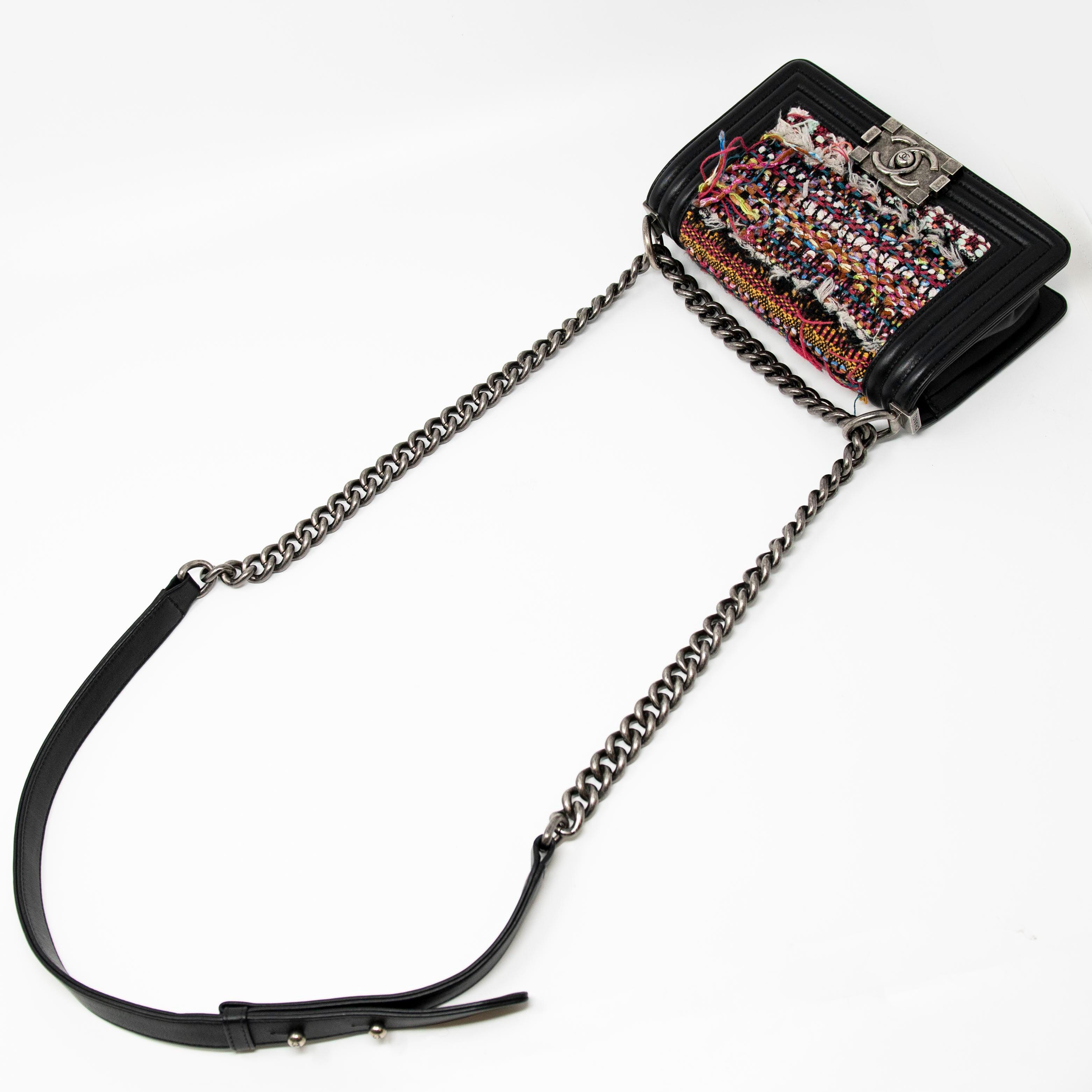 Chanel Multicolour Tweed Small Boy Bag - Luxury Designer Handbag for Women | Perfect for Parties, Weddings & Special Occasions