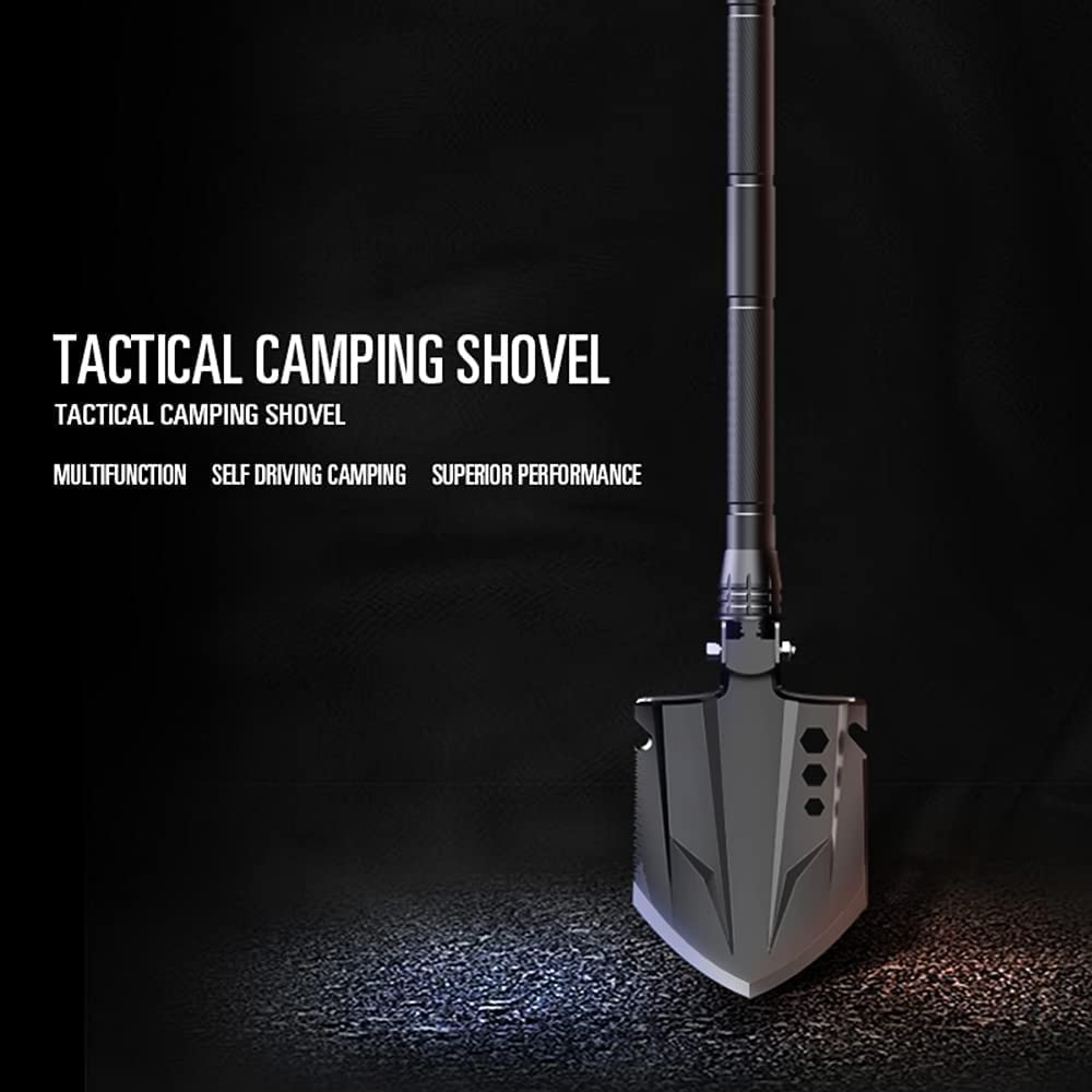 10-in-1 Multifunction Tactical Camping Shovel - Portable Folding Survival Spade Tool for Hiking, Emergency, Gardening & Outdoor Adventures | Compact Rescue Shovel for Camping, Self-Driving & Survival Kits