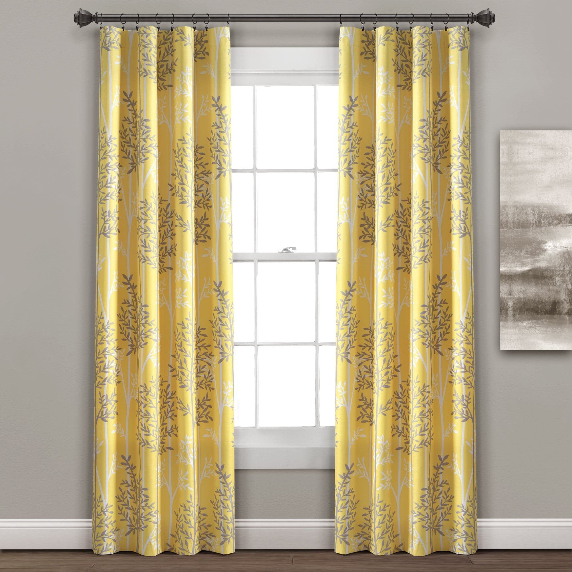 Blackout Curtain Panels with Rod Pocket - Thermal Insulated Linear Tree Design for Bedroom & Living Room - Noise Reducing & Energy Saving Window Treatments
