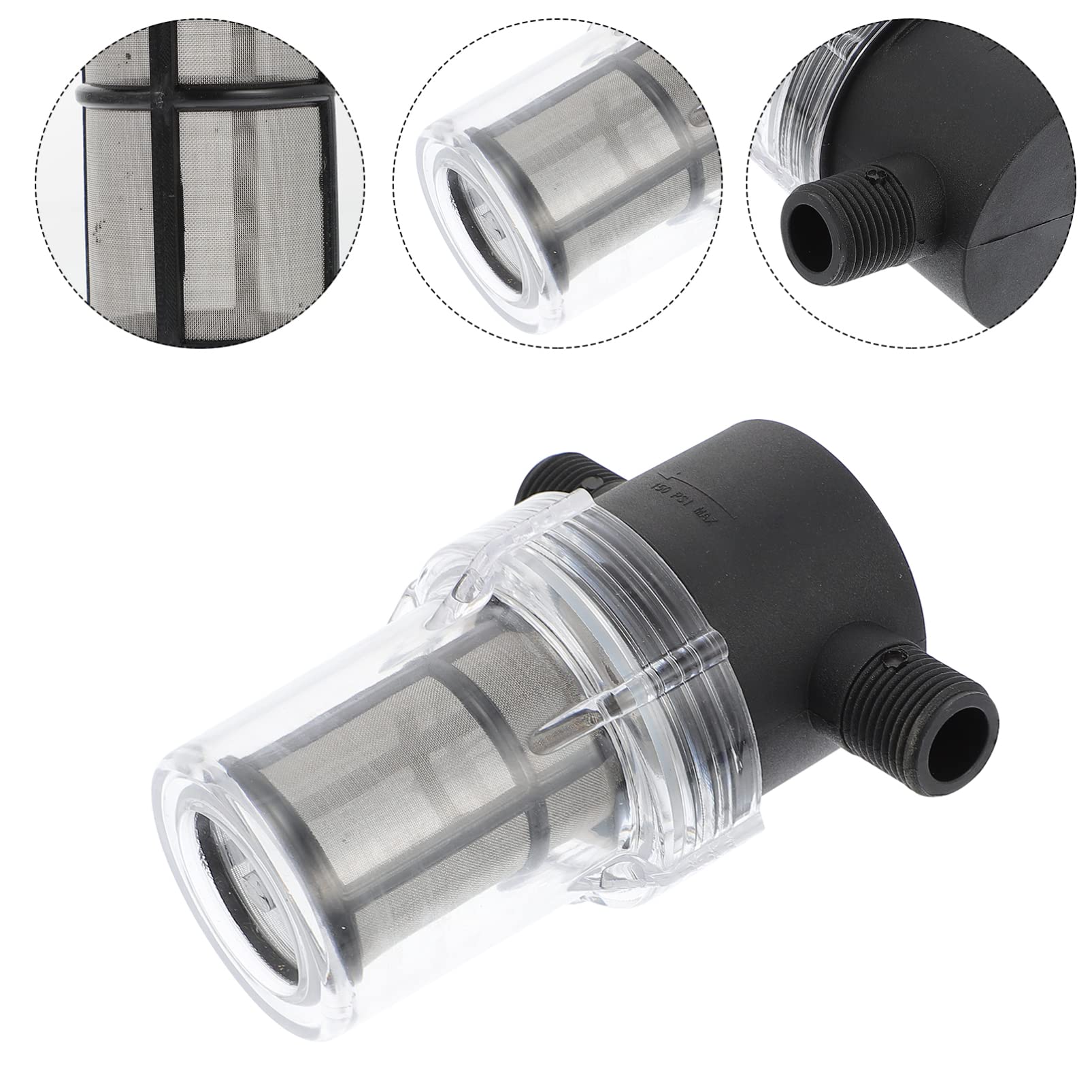 1Pc Black Water Hose Filter - Pre-Filter Mesh Strainer for Water Pump & Cleaner | Outdoor Gardening, Car Washing & Home Use