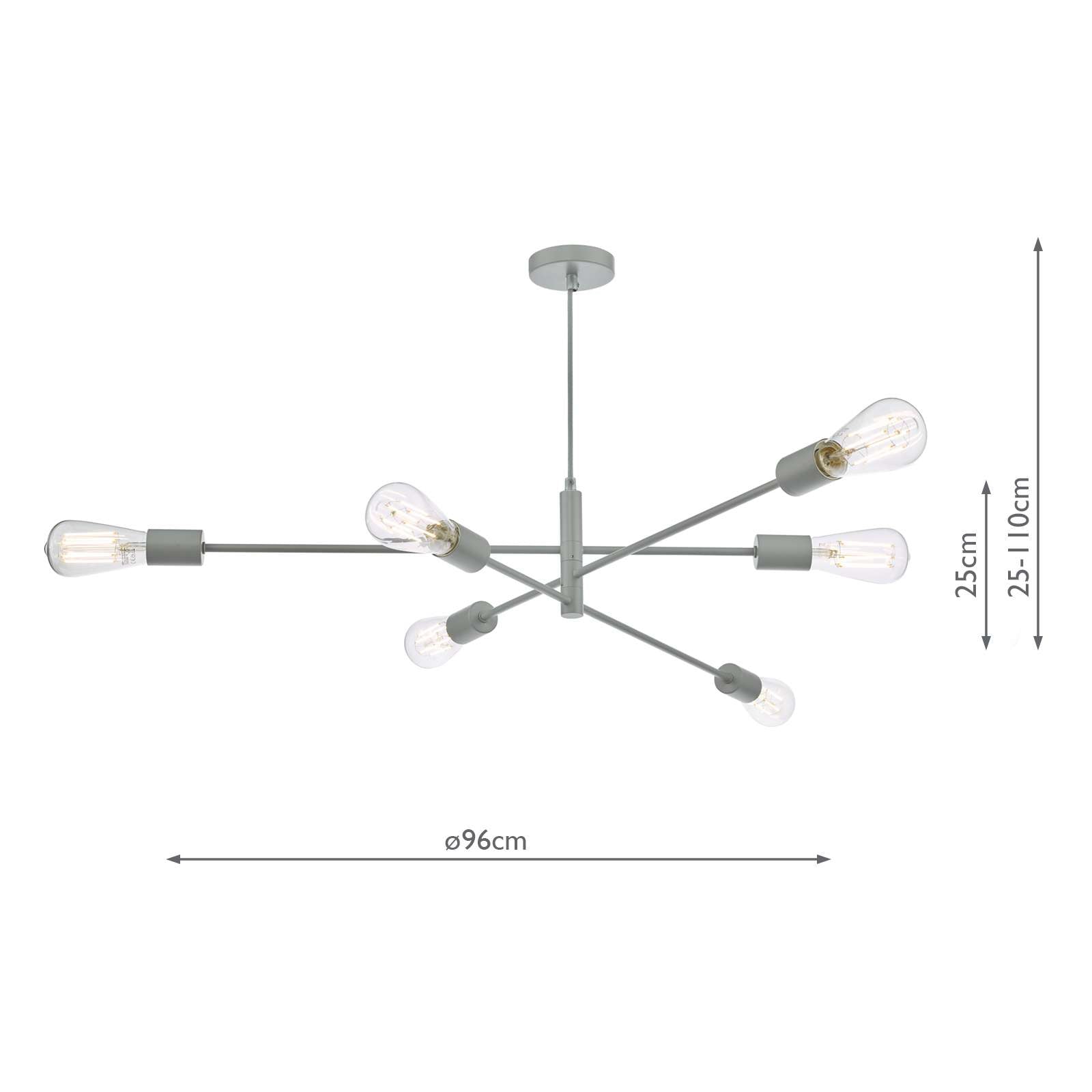 Alana 6-Light Chandelier - Antique Brass, Matt Grey, Black, Polished Gold & Satin Chrome Finish - Perfect for Dining Room, Living Room & Bedroom Lighting