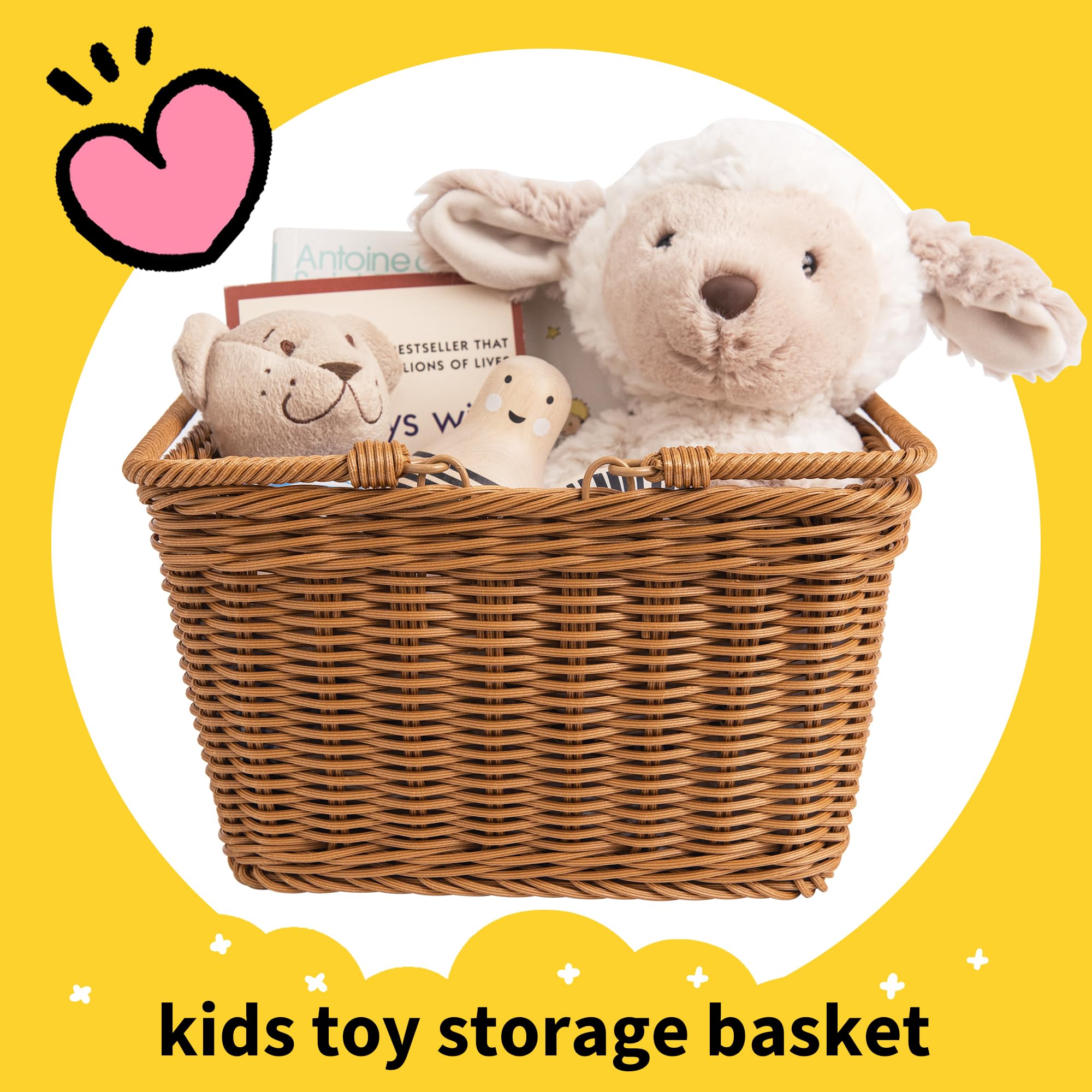 GRANNY SAYS Kids Bike Basket - Front Mount Wicker Bicycle Basket for Boys & Girls, 9.75