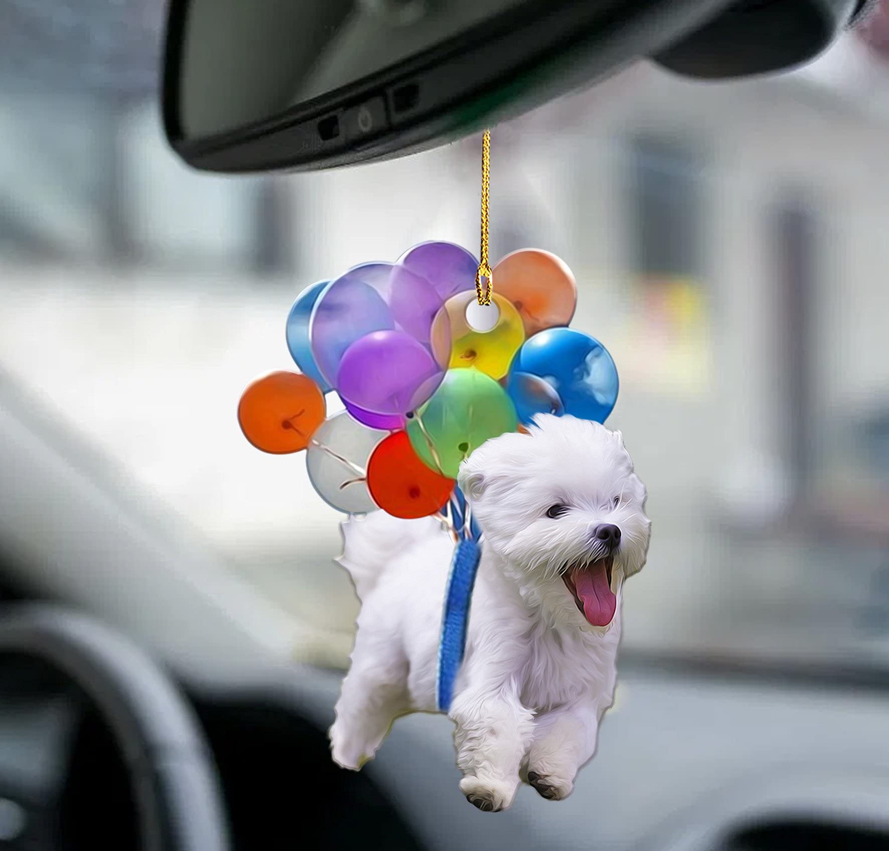Adorable Maltese Dog Flying with Bubbles Christmas Ornaments - 10-Piece Mica Plastic Holiday Tree Decor Set for Xmas Home & Party Decorations | Perfect for Christmas Trees, Gift Exchanges, and Festive Home Styling