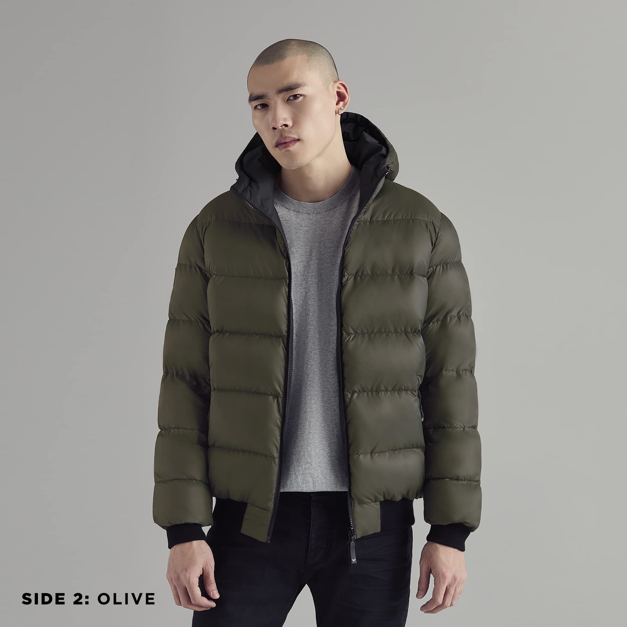Triple F.A.T. Goose Verso Reversible Down Puffer Jacket for Men - Warm Winter Coat with Hood - Lightweight Waterproof Parka for Cold Weather | Perfect for Skiing, Snowboarding & Outdoor Activities