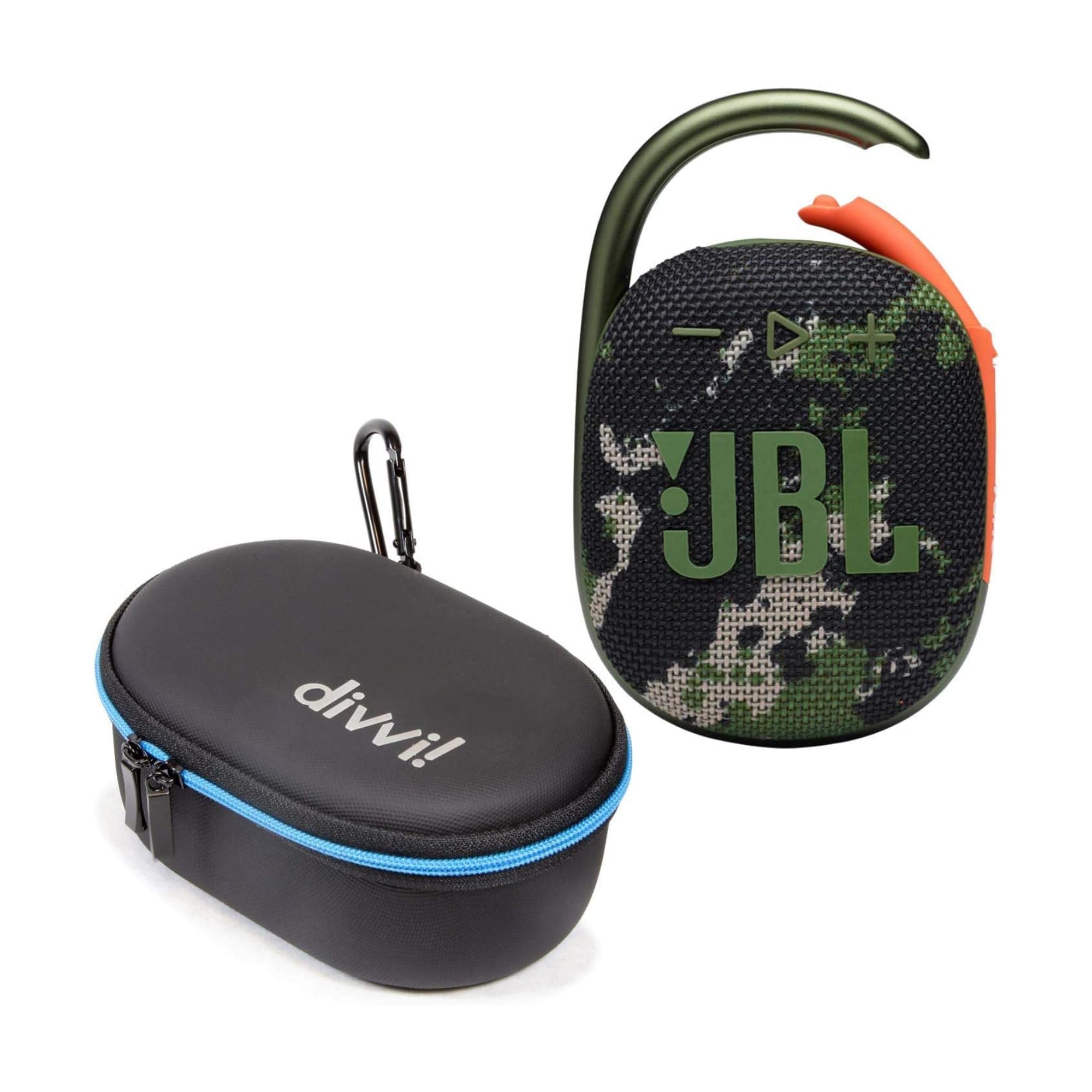 JBL Clip 4 Waterproof Portable Bluetooth Speaker with 10-Hour Playtime - Camouflage Design + Protective Hardshell Case (Black) | Perfect for Outdoor Adventures, Beach, Camping & Travel