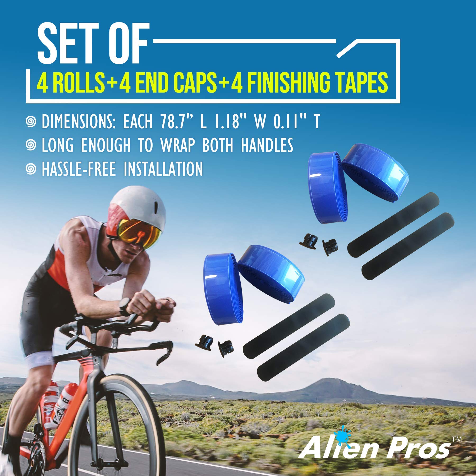 Premium EVA Bike Handlebar Tape Set of 6 - Blue Cycling Grip Wrap for Comfort & Shock Absorption | Ideal for Road Bikes, Mountain Bikes & Commuter Cycling