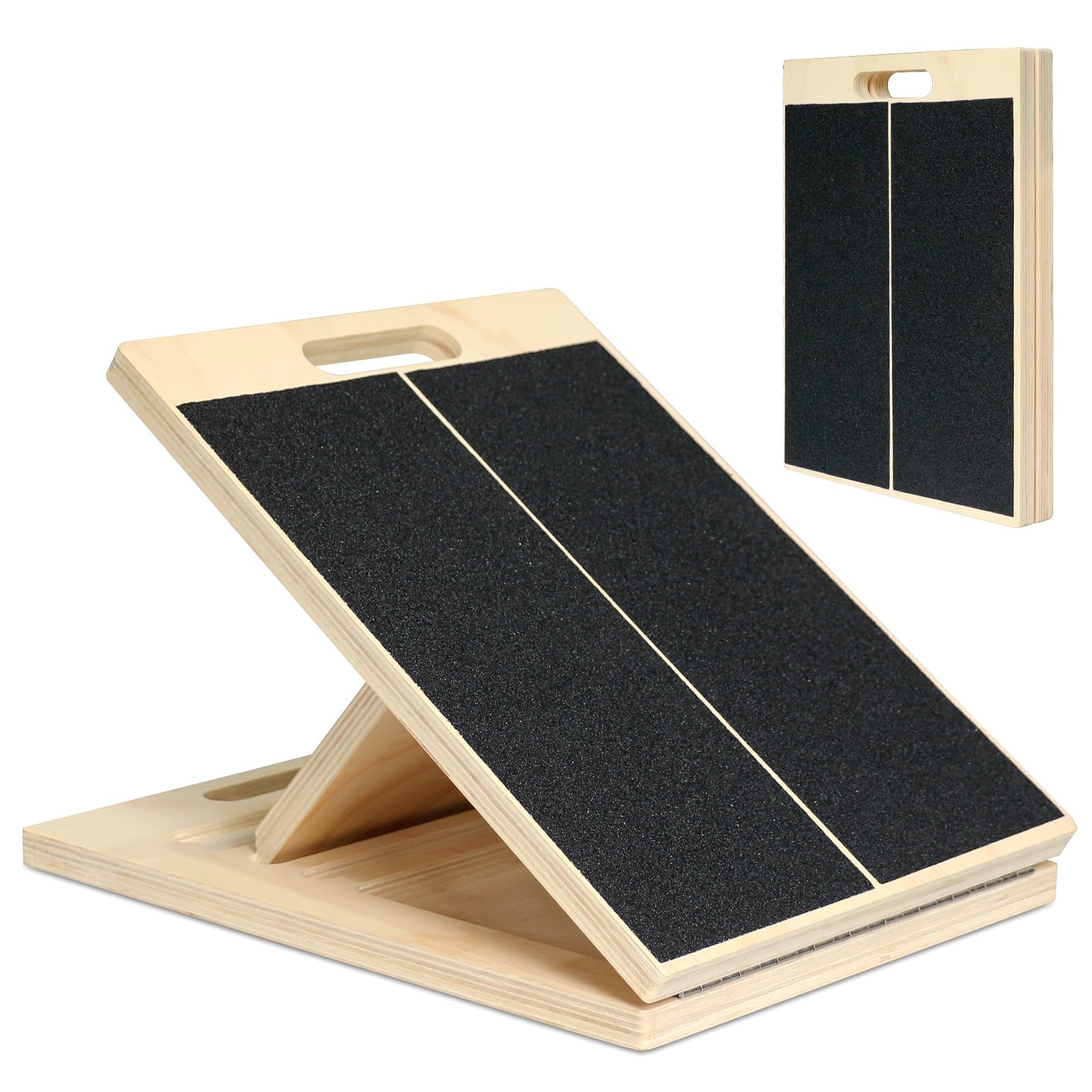 Portable Wooden Calf Stretcher Slant Board - 5 Adjustable Angles, Supports 220 lbs - Physical Therapy Equipment for Calf Stretching, Squats & Leg Exercises - Perfect for Home Gym, Yoga & Rehabilitation