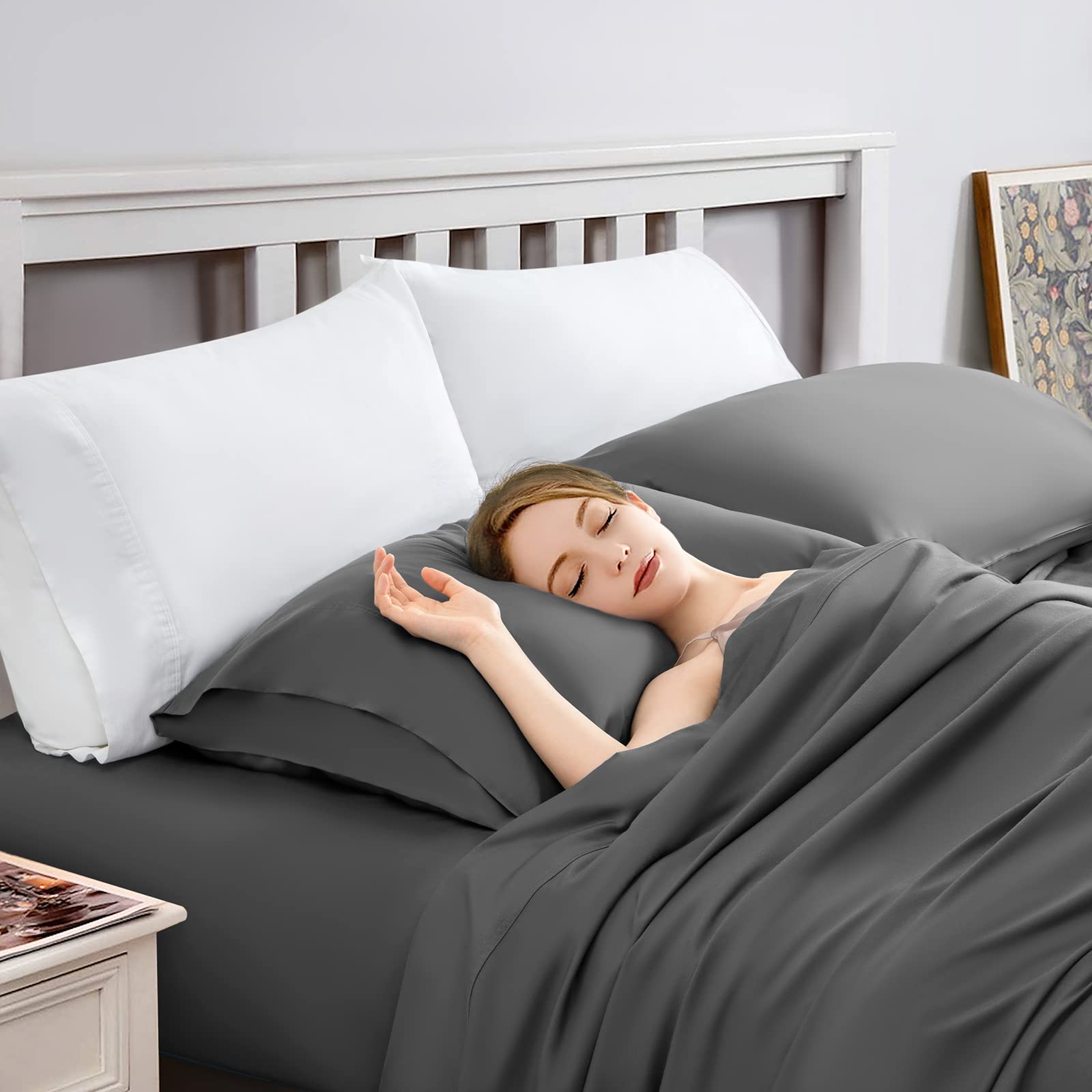 Premium 100% Egyptian Cotton 1200 Thread Count 4-Piece Queen Sheet Set - 16