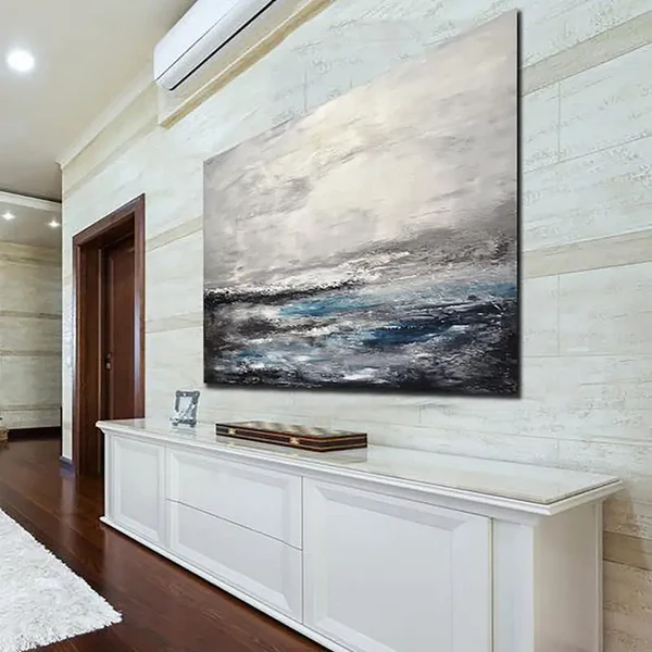 Ocean and Sky Painting #OS 005 - Handmade Canvas Wall Art for Home & Office Decor - Perfect for Living Room, Bedroom, or Office