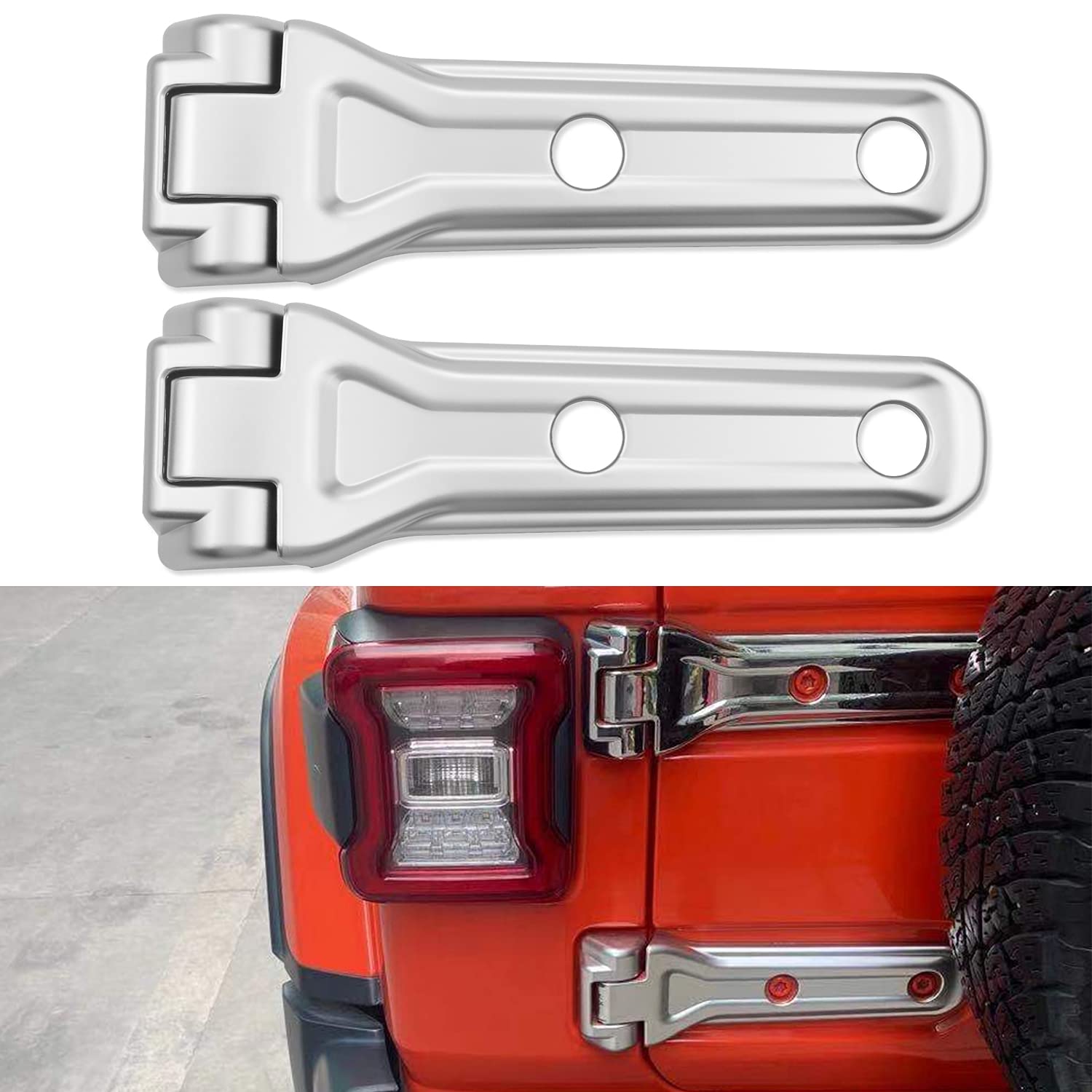 Jeep Wrangler JL 2018-2021 Spare Tire Bracket Hinge Cover - ABS Silver Exterior Accessories (2-Piece Set) - Perfect for Off-Roading & Custom Jeep Upgrades