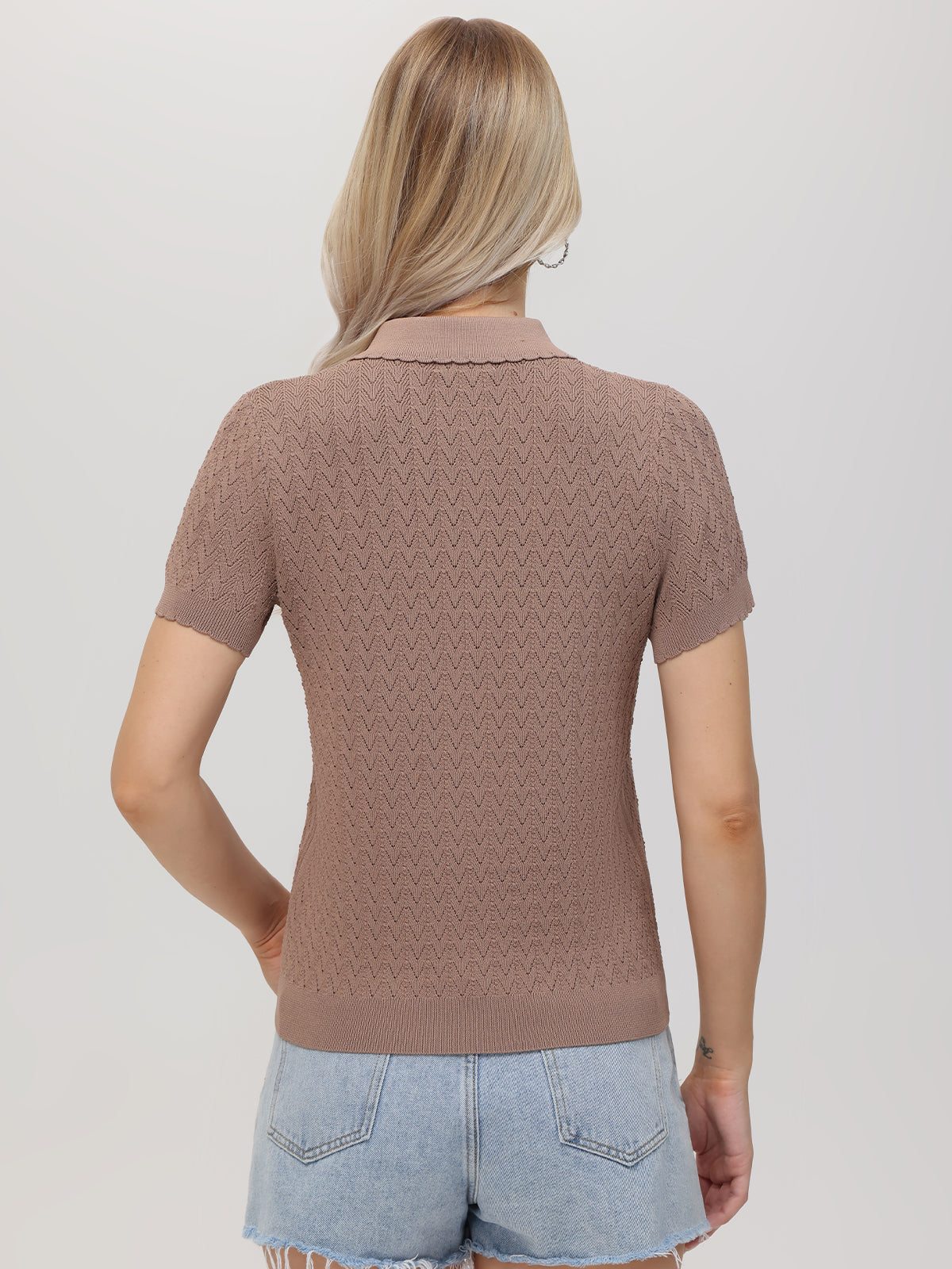 Jolene Women's Pointelle Polo Sweater - Soft Knit Pullover for Casual & Office Wear | Perfect for Layering in Fall & Winter