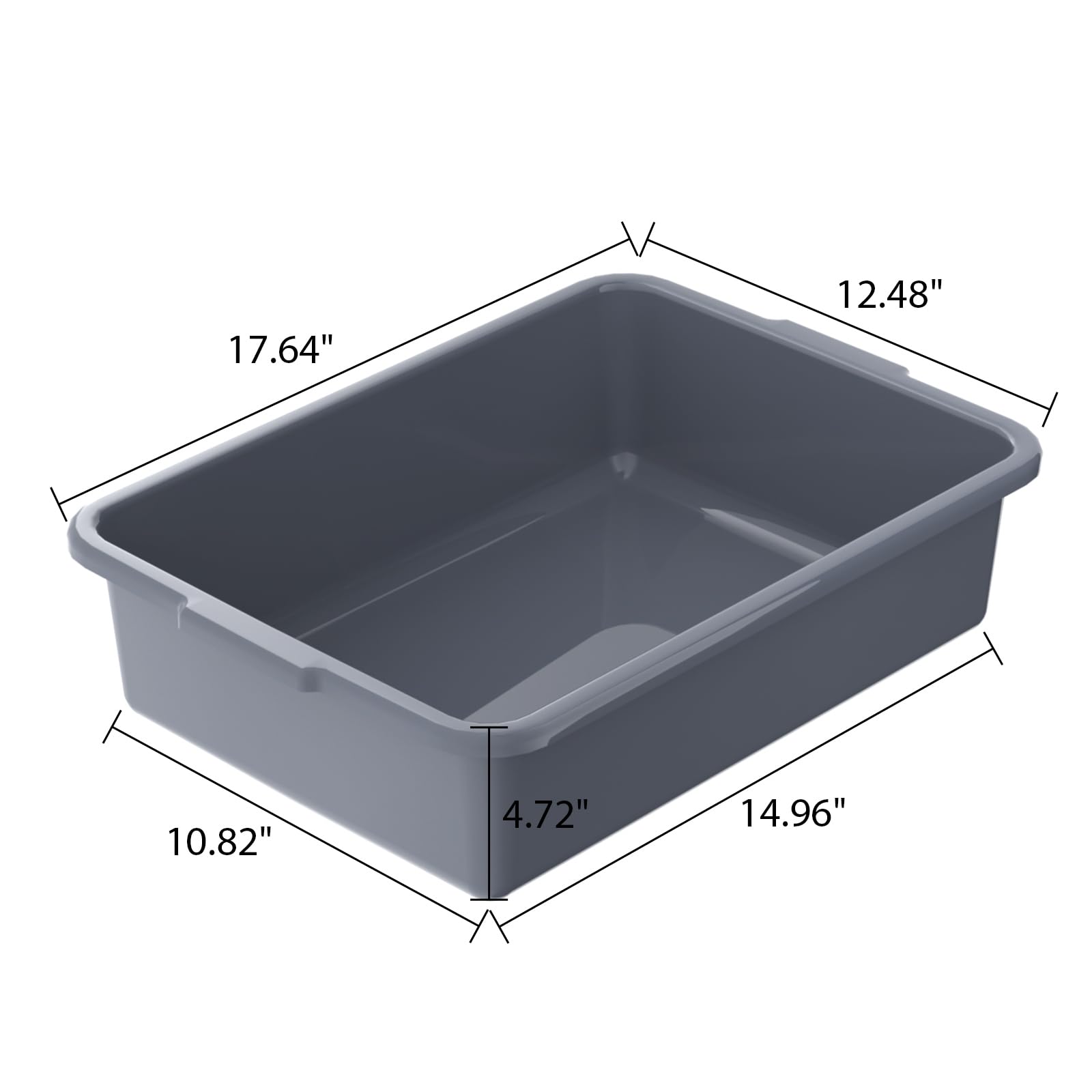 12-Pack Gray Commercial Plastic Bus Tubs – 13L Restaurant Dishwashing Containers for Kitchen, Food Service & Catering Use