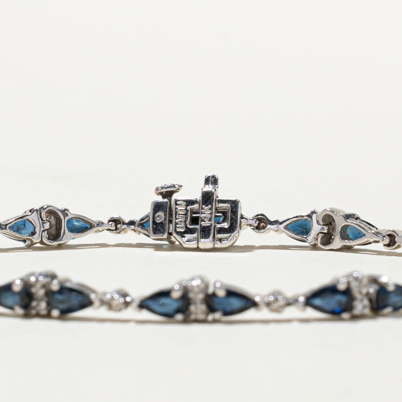 14K Gold Sapphire and Diamond Tennis Bracelet | 4.57ctw Gemstones with 0.36ctw Diamonds | 7.25 Inch Adjustable Length | Elegant Jewelry for Women's Wedding, Anniversary & Special Occasions