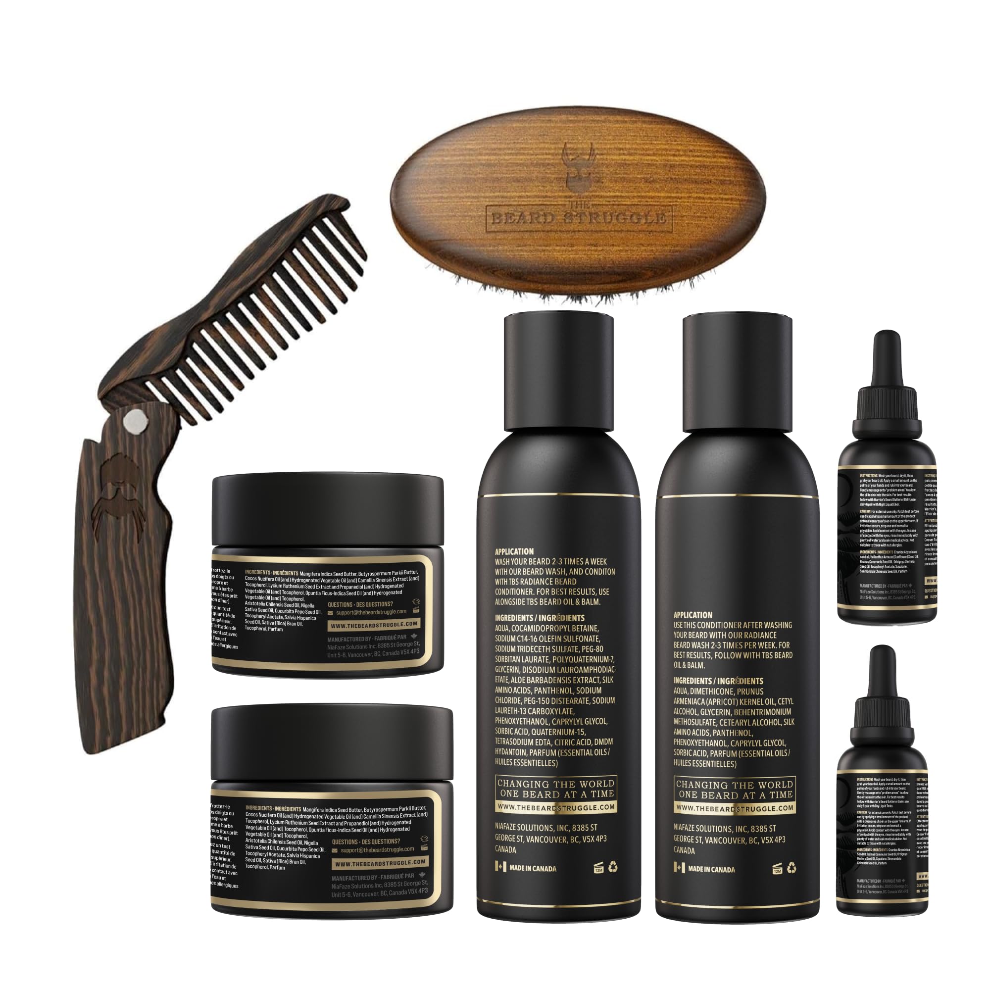 The Beard Struggle Ultimate Beard Growth Kit for Men - Beard Balm, Butter, Brush, Comb, Oil, Wash & Conditioner - Moisturizing & Softening Beard Care Set - Hoenir's Poem Gold Collection - Perfect for Daily Grooming & Styling