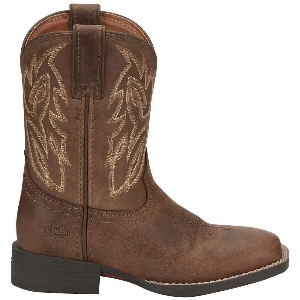 Justin Boots Youth Bowline Junior Whiskey Brown Kids Cowboy Boots - Durable & Stylish Western Boots for Boys & Girls - Perfect for Rodeo, Horseback Riding & Country Fashion