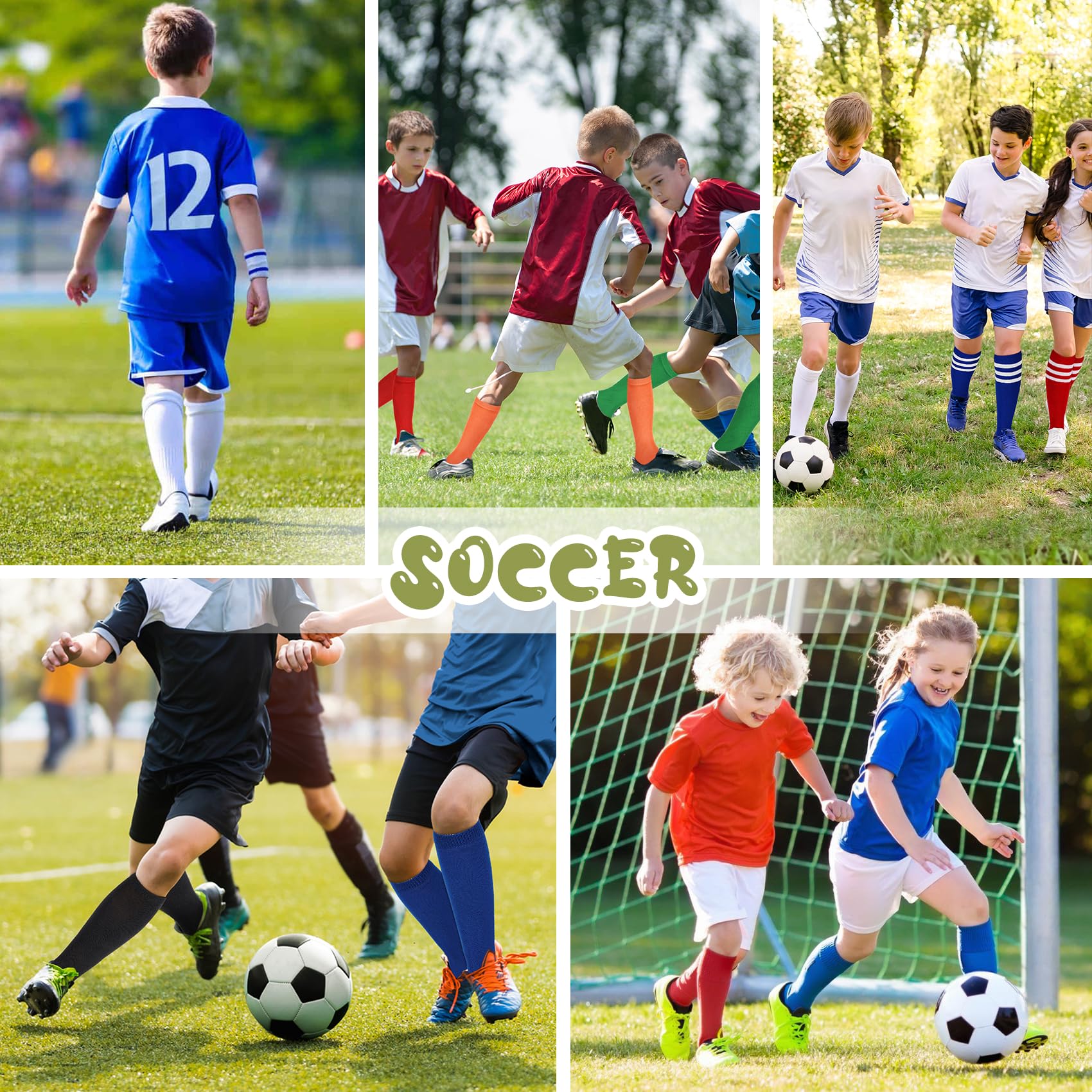 **Durio Kids Soft Cotton Toddler Soccer Socks for Boys & Girls - Breathable Youth Baseball Socks for Sports & Daily Wear**