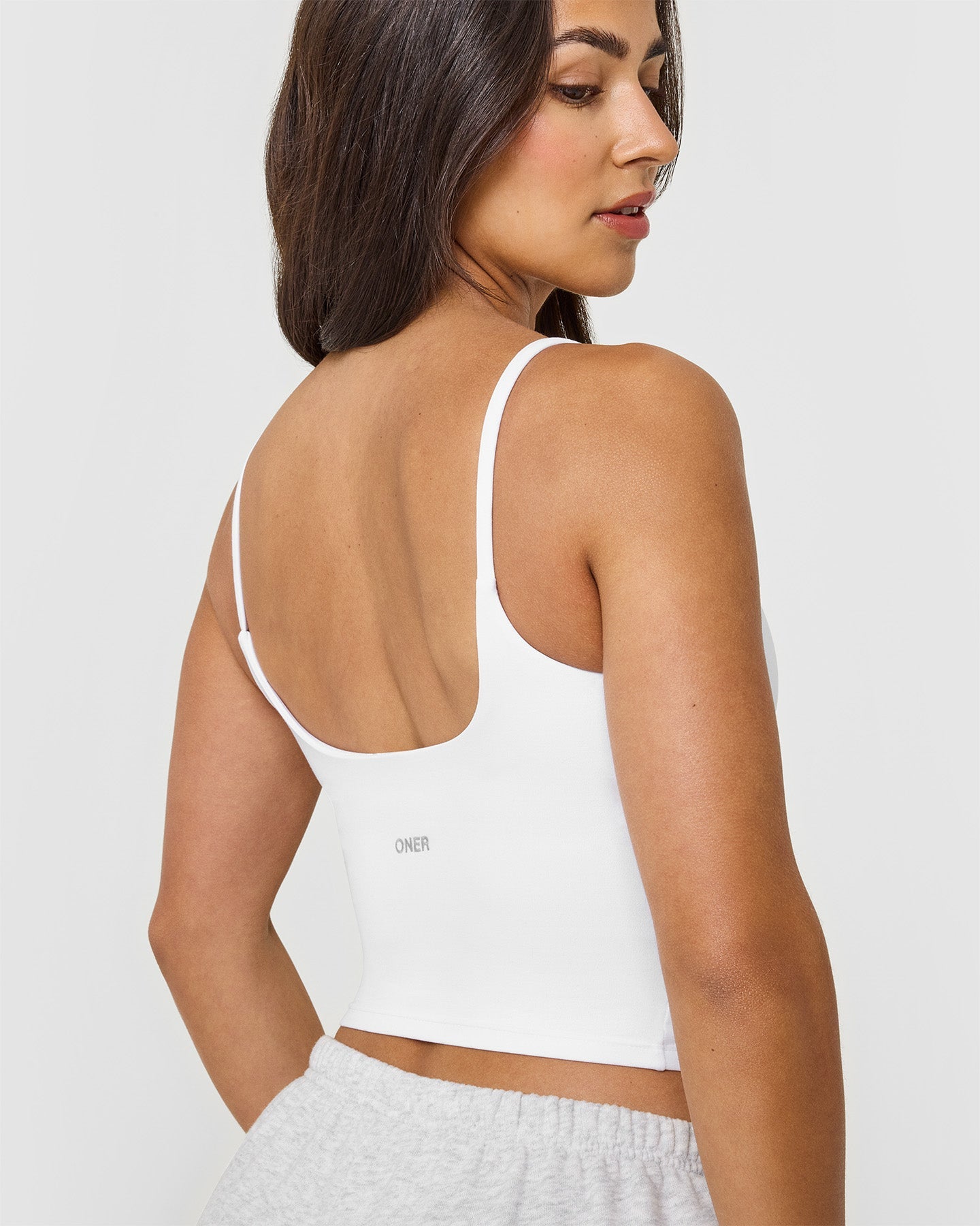 SoftMotion™ Strappy Mid Vest with Built-in Bra Shelf - Women's Comfortable Workout Top | White | Ideal for Yoga, Running & Gym