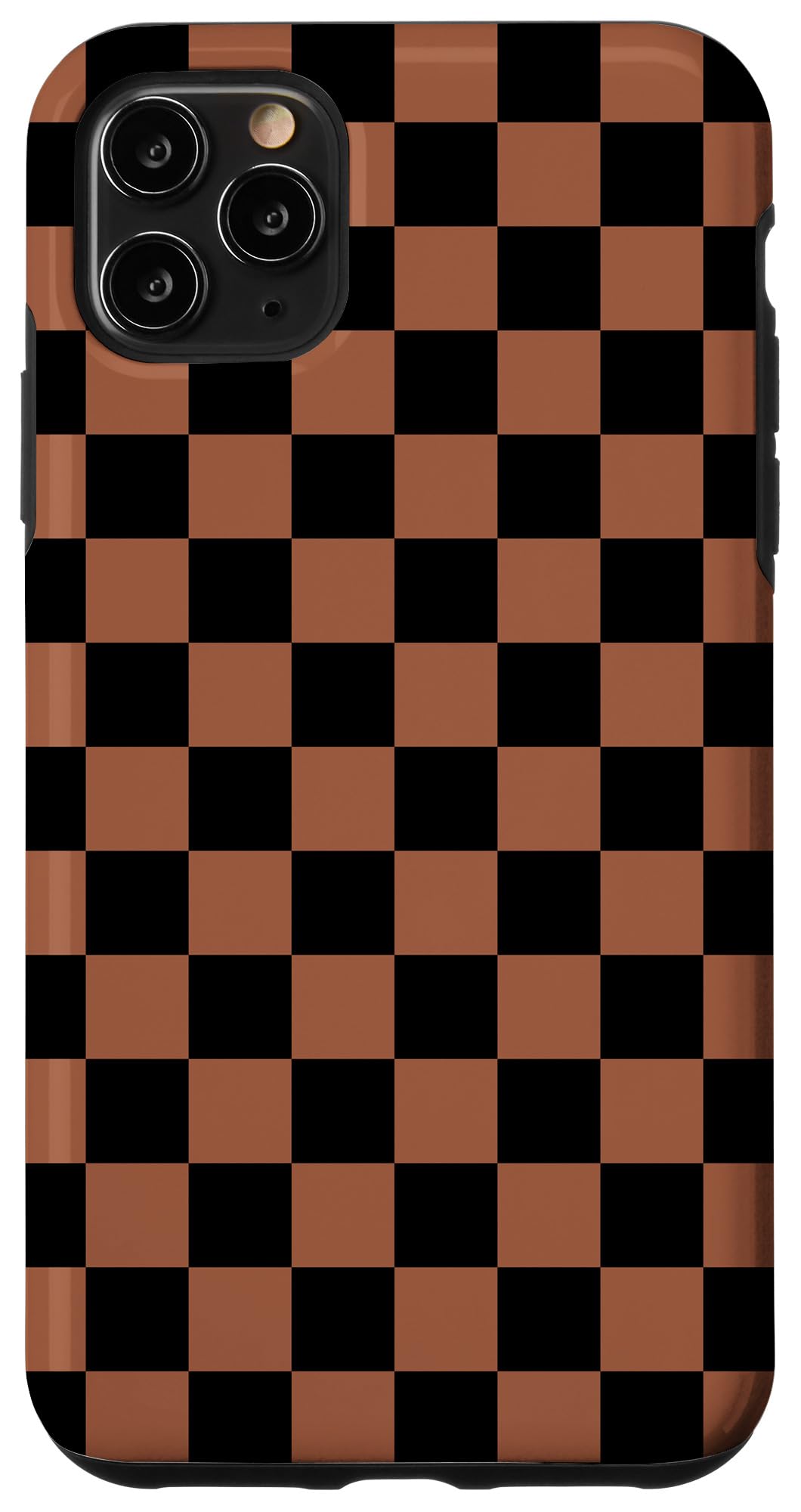 iPhone 11 Pro Max Case - Premium Checkered Design in Brown & Black | Slim Protective Cover with Shock Absorption | Perfect Gift for iPhone Users (Work, Travel, Everyday Use)
