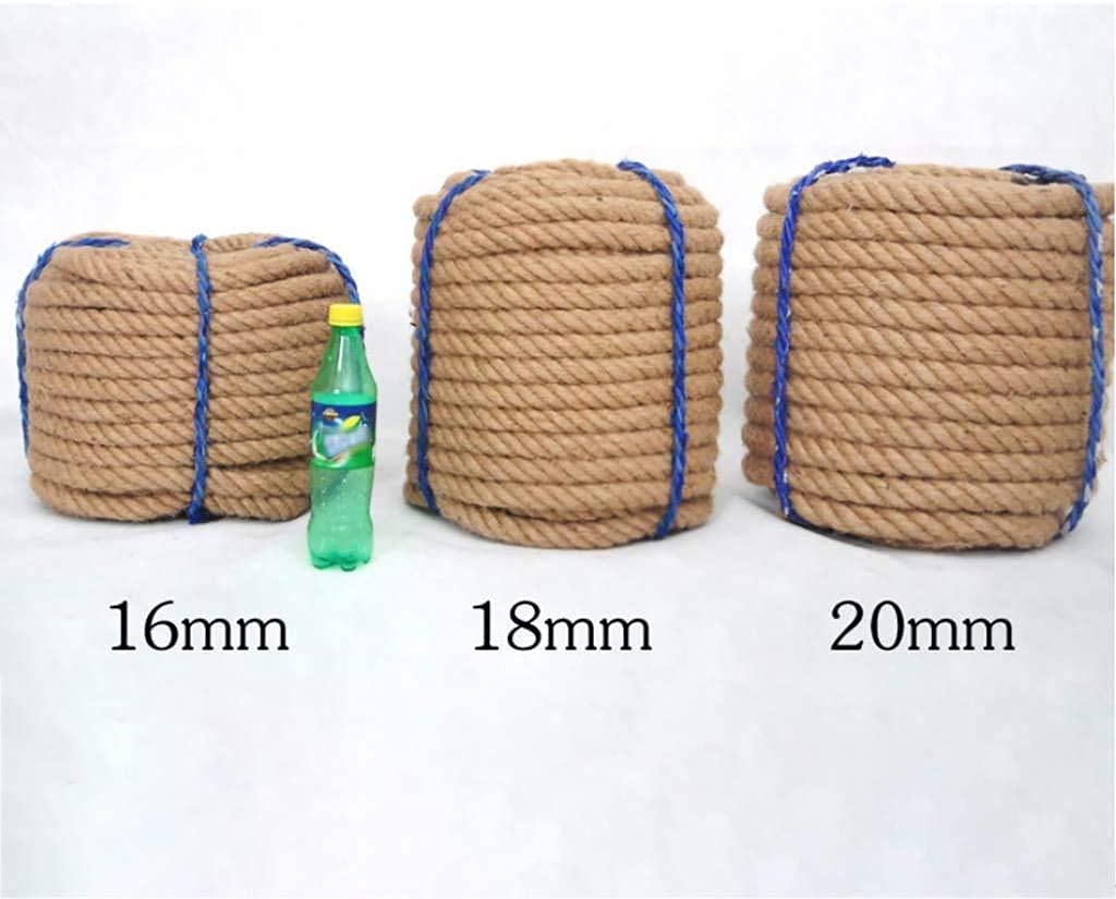 Natural Hemp Rope & Jute Twine 16mm/18mm/20mm - Heavy Duty Eco-Friendly Rope for Gardening, DIY Crafts, Gift Wrapping & Home Decor - 10m Length (16mm) - Perfect for Plant Support, Macrame, Rustic Weddings & Farmhouse Style Projects