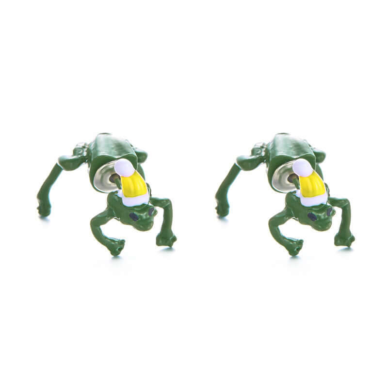 Quirky Frog Christmas Ear Jacket Front Back Earrings | Holiday Party Jewelry Gift for Women | Perfect for Christmas Celebrations & Festive Outfits