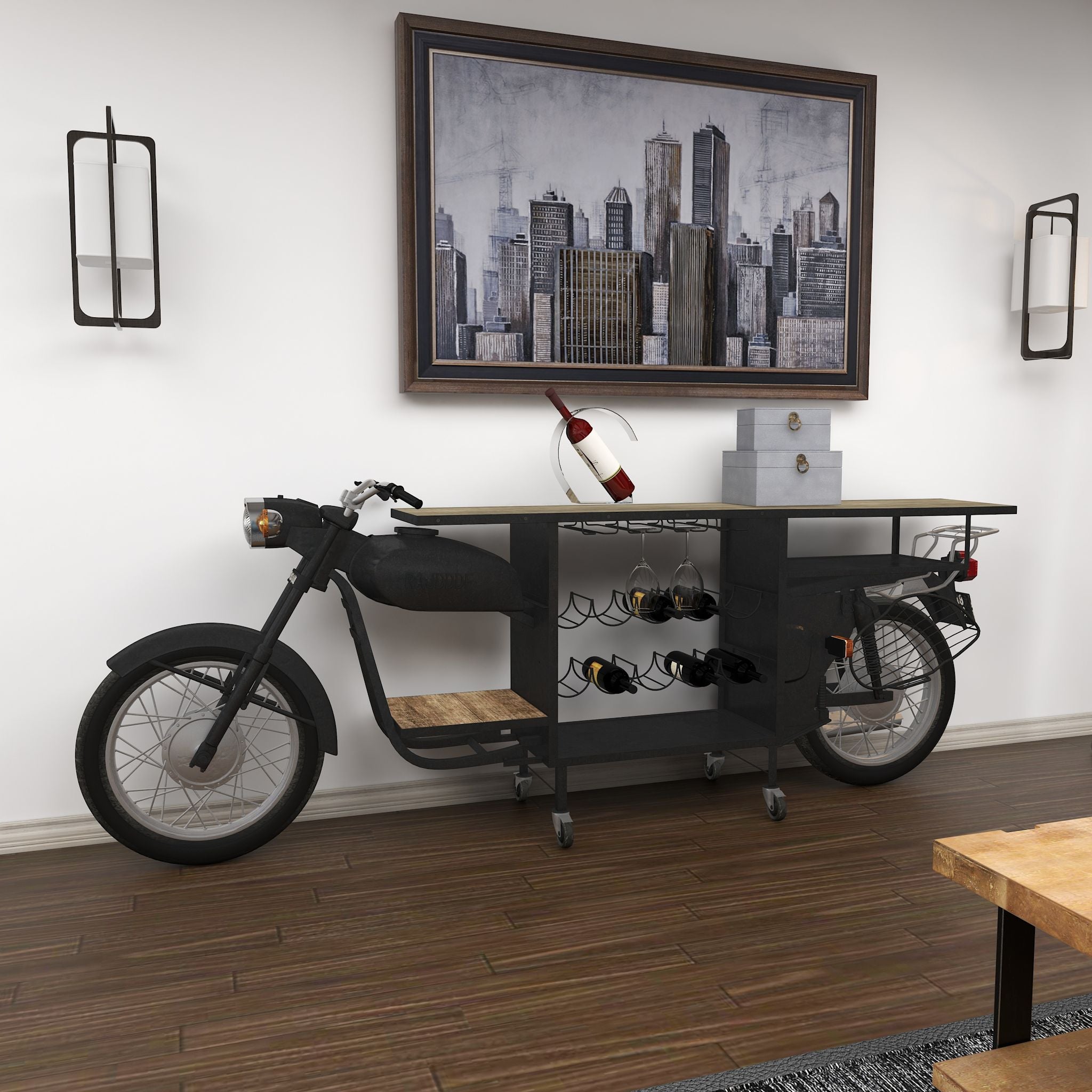 Andres Black Bar Unit - Modern Home Bar Cabinet for Living Room, Kitchen & Dining Room - Perfect for Entertaining & Storage