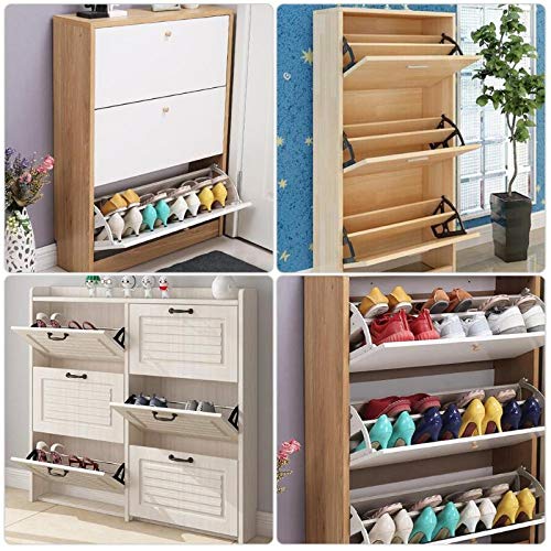 2Pcs Heavy Duty Iron Shoe Cabinet Hinges for 2/3 Layer Flip Frame Rack Shelf - Black/Grey Home Shoe Rack Hardware Accessories (3 Layers Black) - Perfect for Closet Organizers & Shoe Storage Solutions
