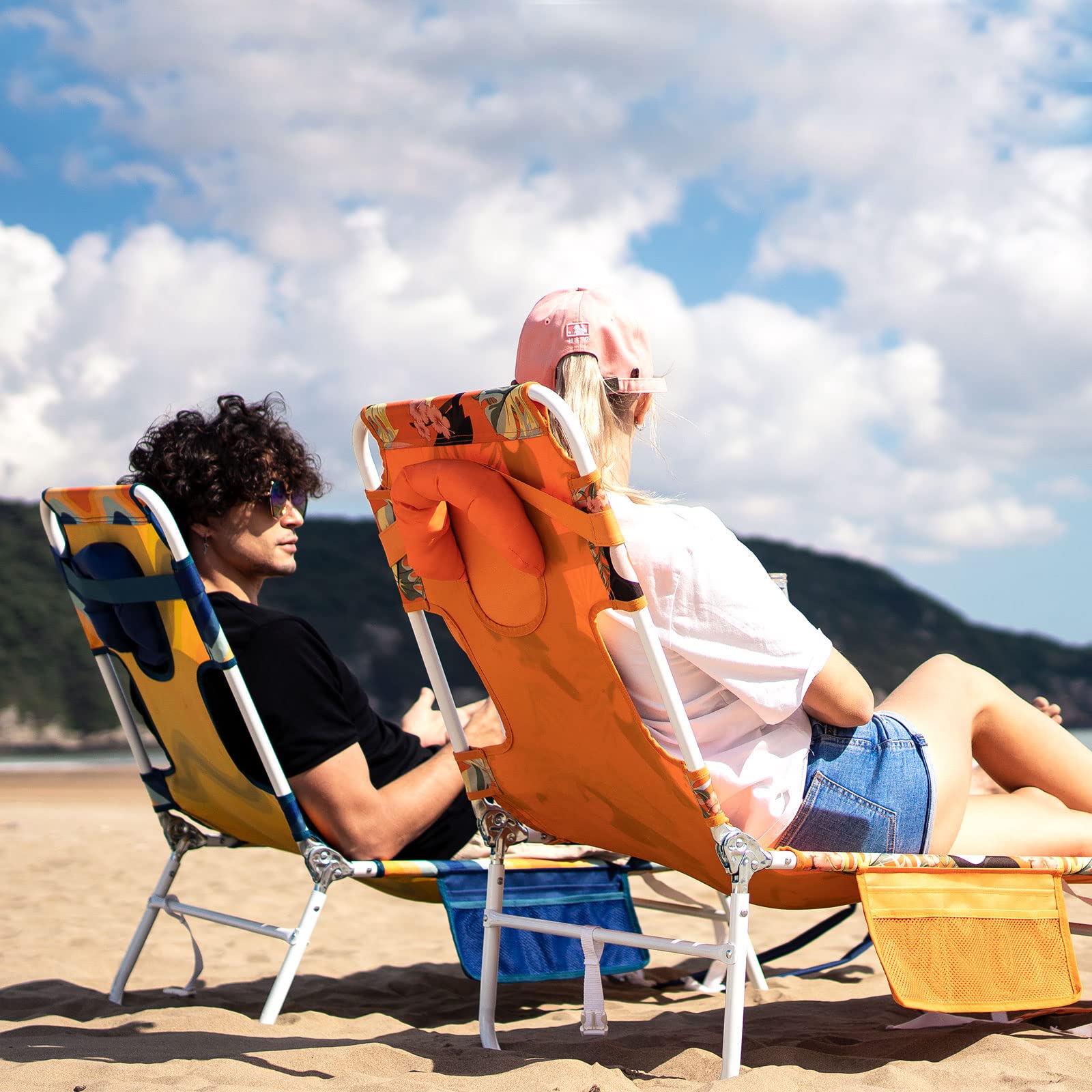 **SUNNYFEEL Reclining Beach Chair for Adults with Face Hole - Portable Folding Lounge Chair for Backpacking, Sunbathing, Poolside Relaxation, Camping & Reading - Perfect for Outdoor, Travel & Vacation Use**