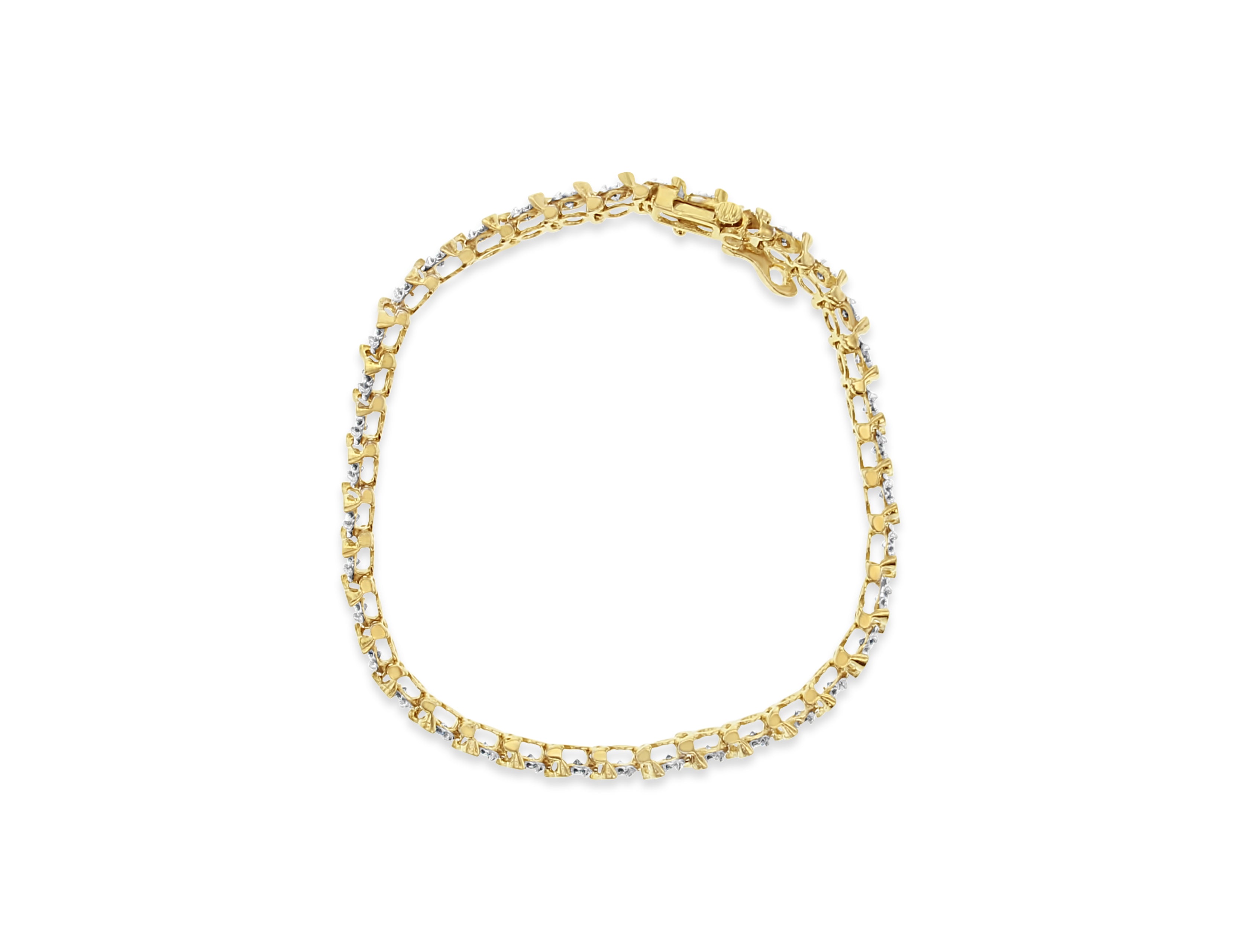 2 Carat S-Shaped Diamond Bracelet in 14K Yellow Gold - Elegant Jewelry for Women, Perfect for Weddings, Anniversaries & Special Occasions