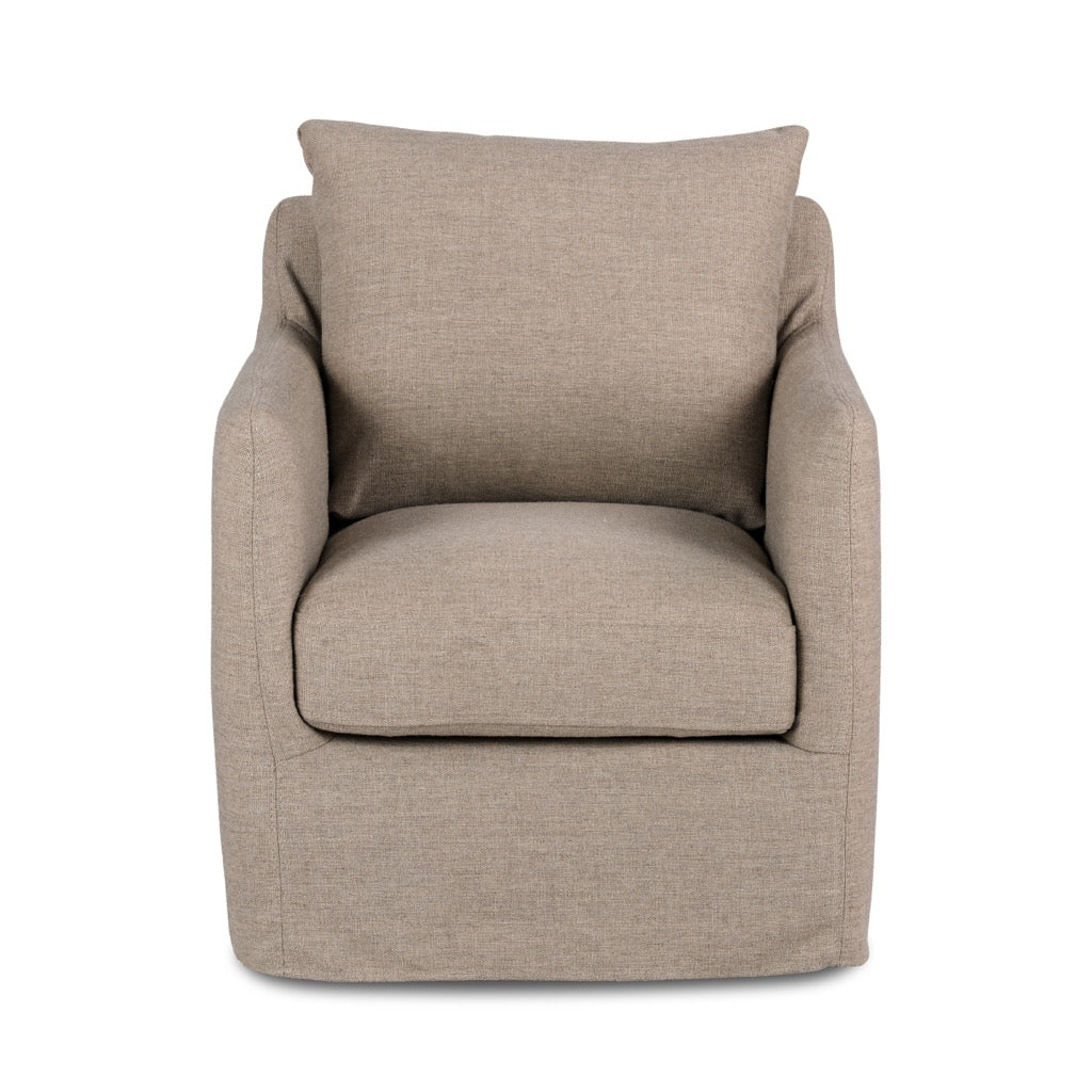 Alcala Taupe Banks Slipcover Swivel Chair - Modern Living Room Accent Chair for Home Office, Lounge & Reading Nook