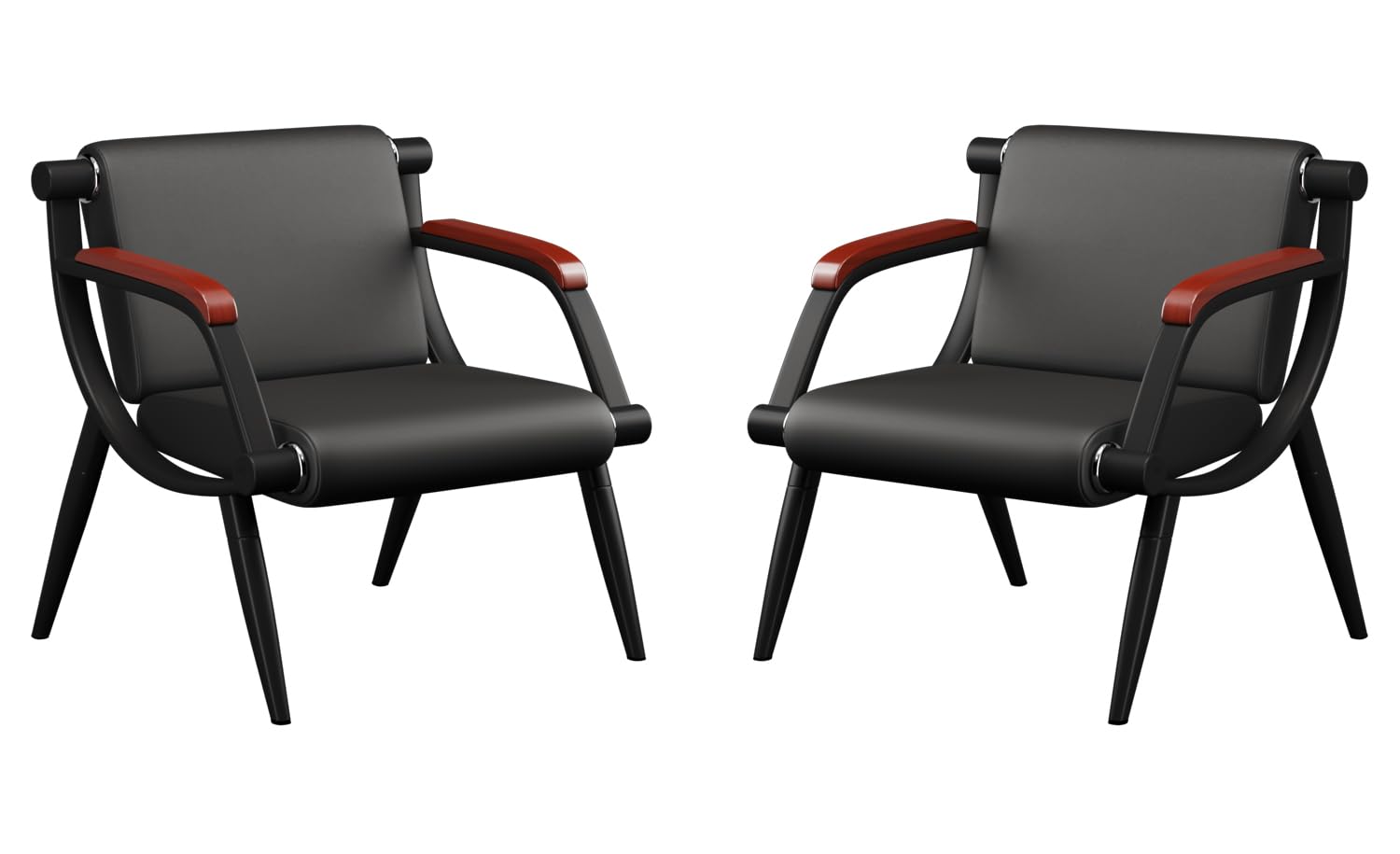 Premium Waiting Room Chairs Set of 2 - Ergonomic Office Reception Chairs with Arms, Durable Leather Guest Seating for Clinic, Airport, Hospital | Perfect for Lobby, Waiting Area, Conference Room & Professional Spaces (Black, 2 Pieces)